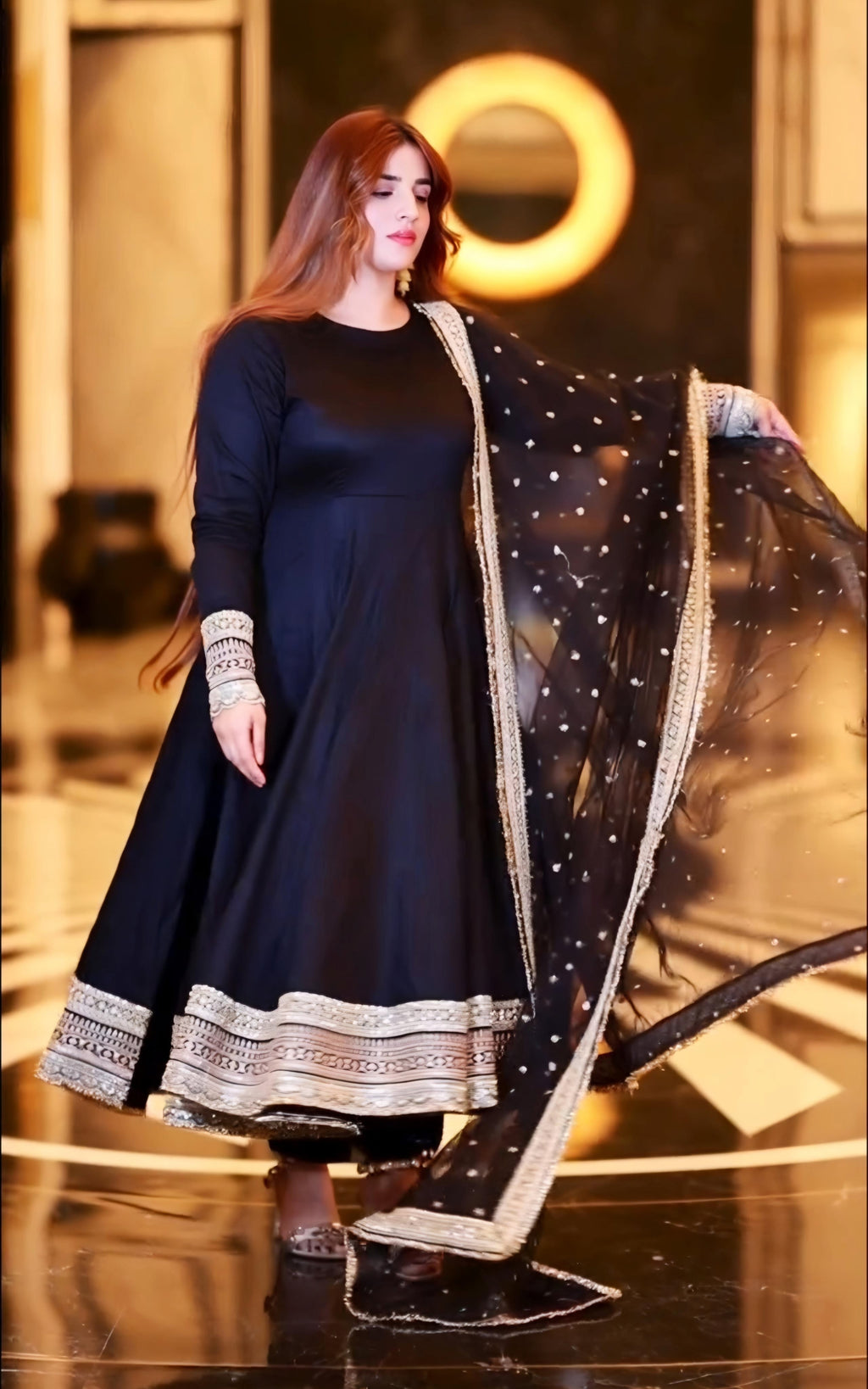 Designer Party Wear Anarkali Gown, Pent And Dupatta