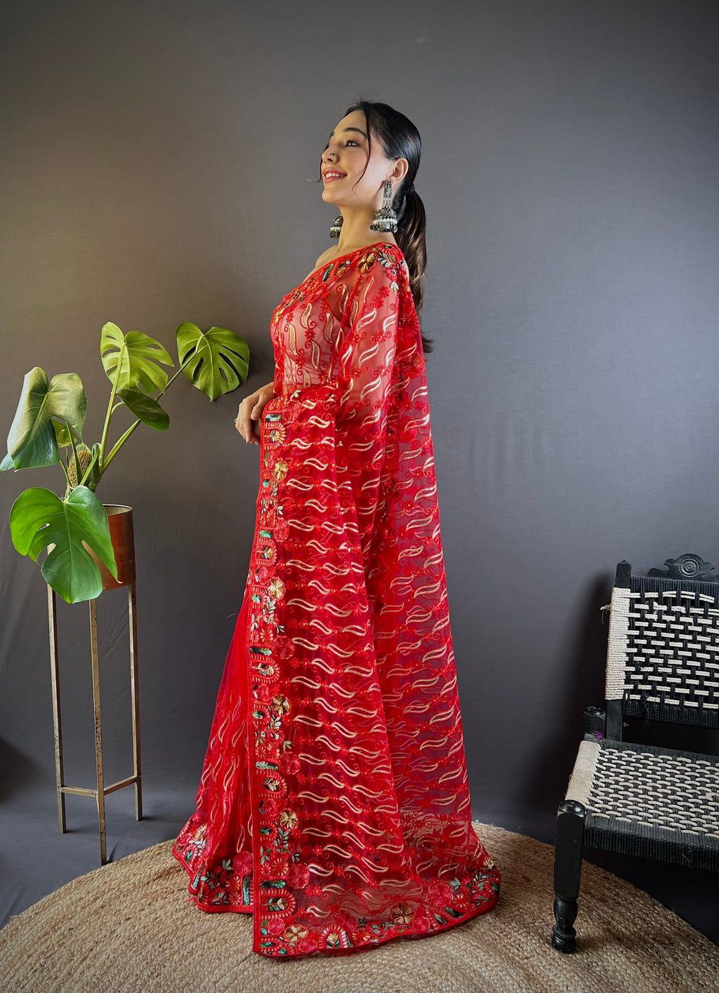 Beautiful Designer Saree With Embroidery work