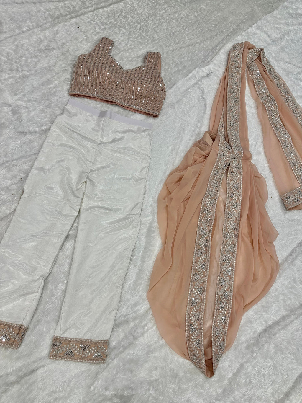 Beautiful Party Wear Top Bottom And Shrug