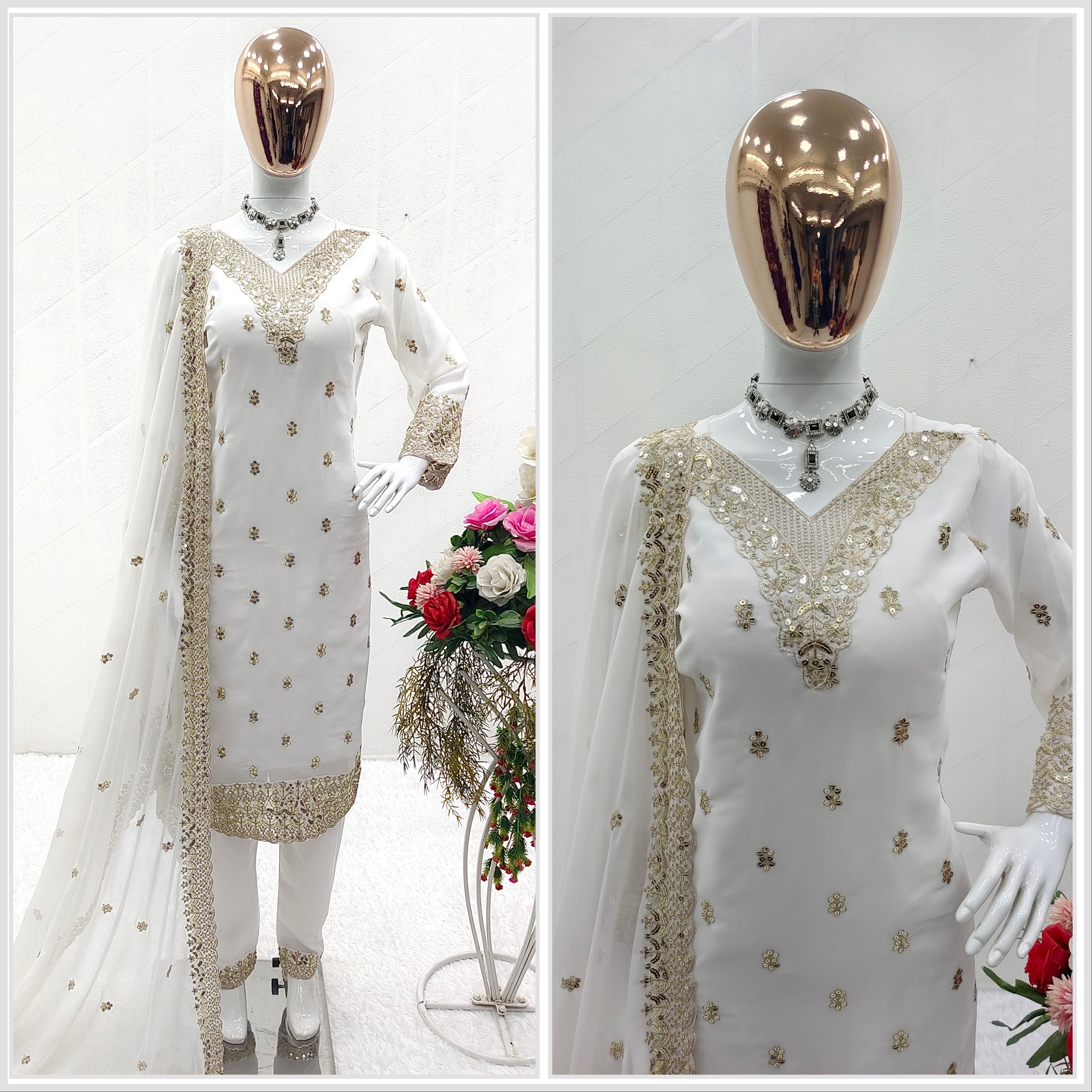 डिज़ाइनर पार्टी वियर टॉप-प्लाज़ो विद दुपट्टा सेट