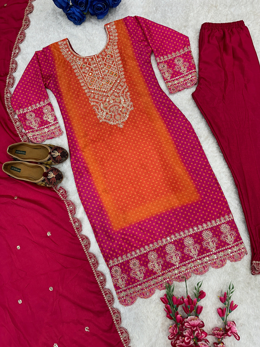 Beautiful Party Wear look Top Bottom And Dupatta