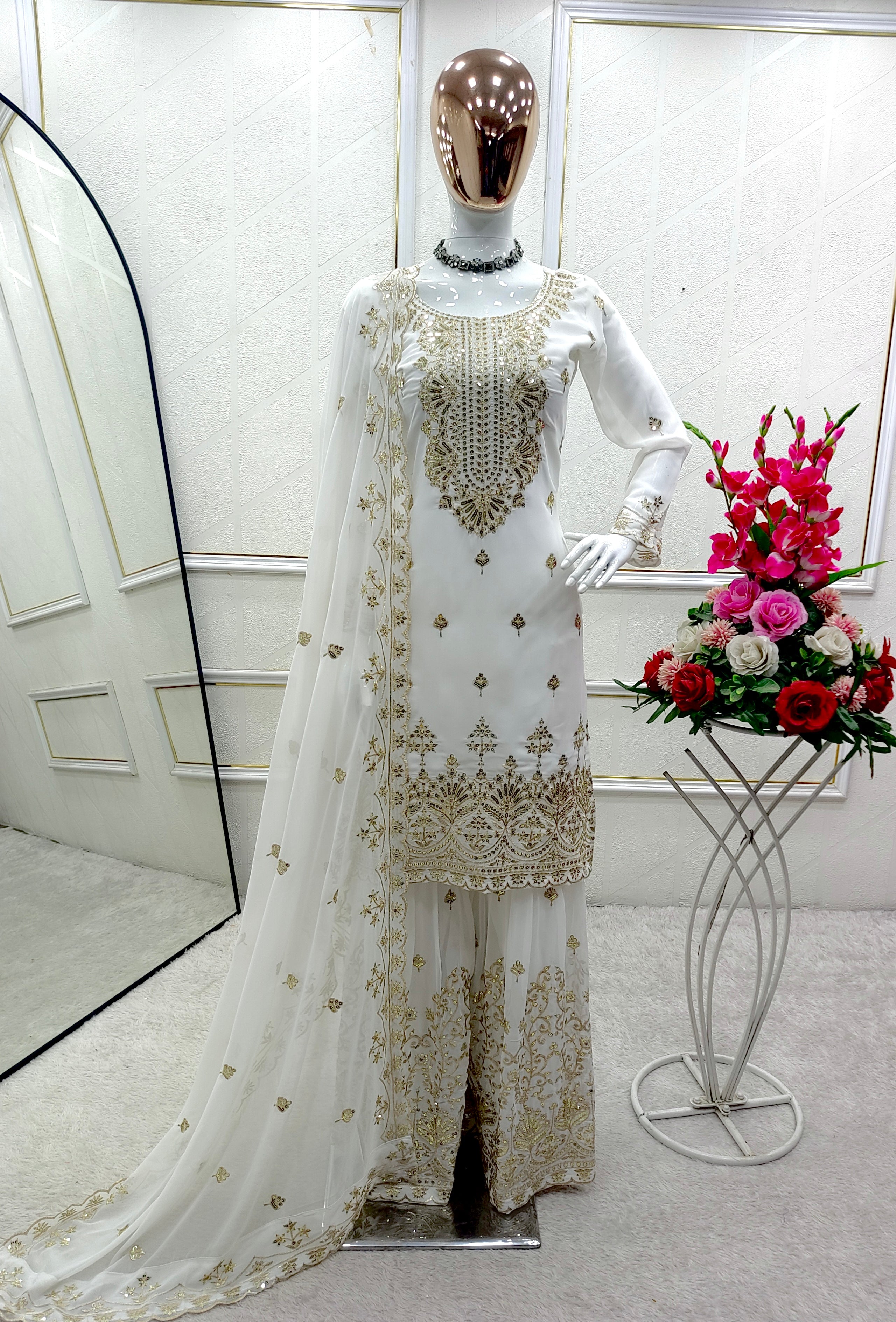 Beautiful Party Wear Top-Sarara And Fancy Dupatta