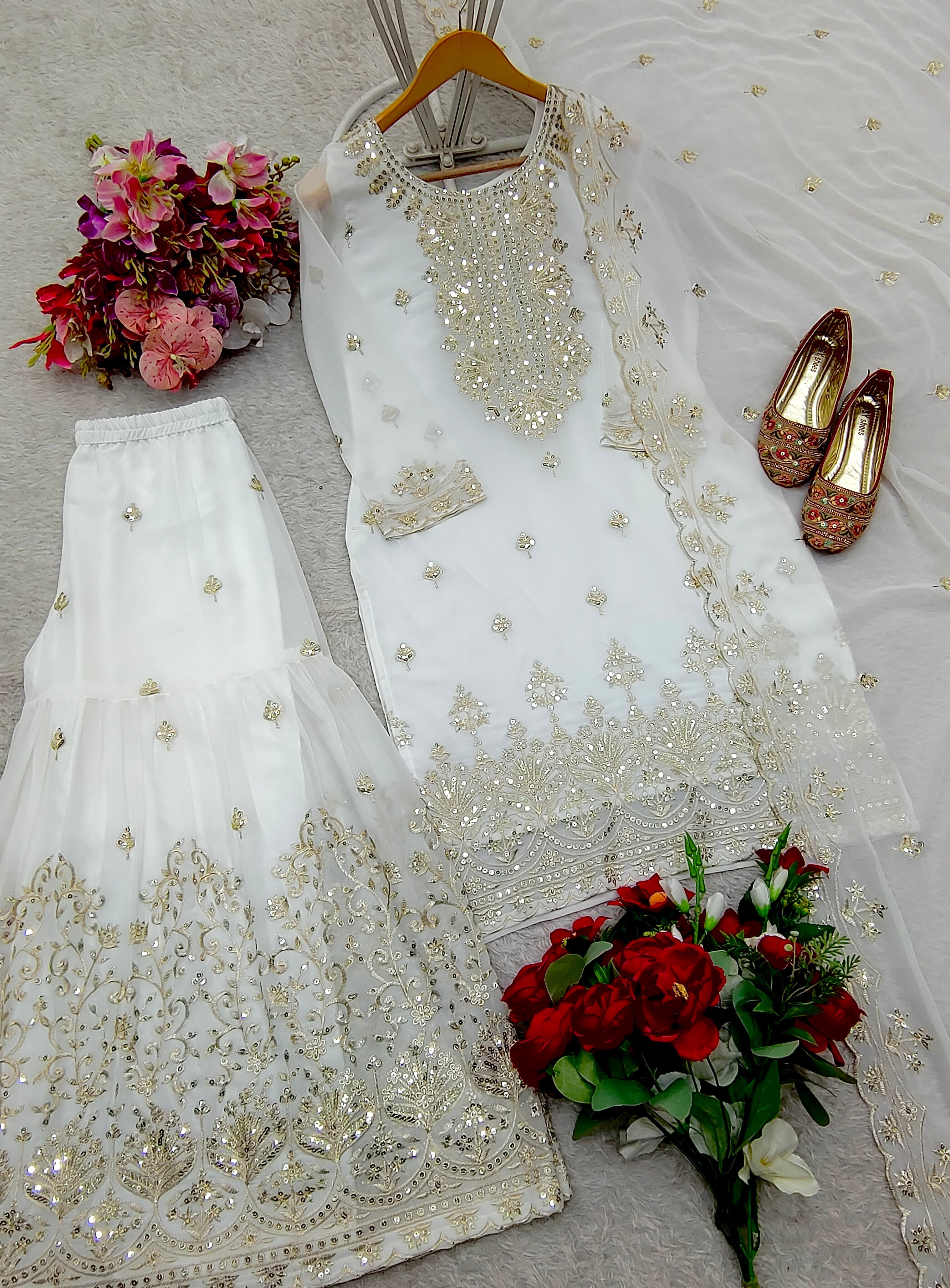 Beautiful Party Wear Top-Sarara And Fancy Dupatta