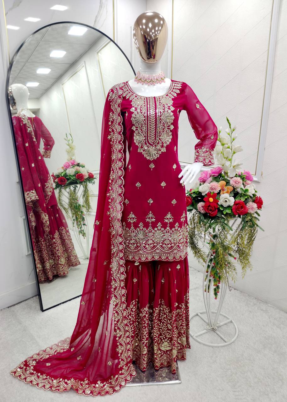 Beautiful Party Wear Top-Sarara And Fancy Dupatta