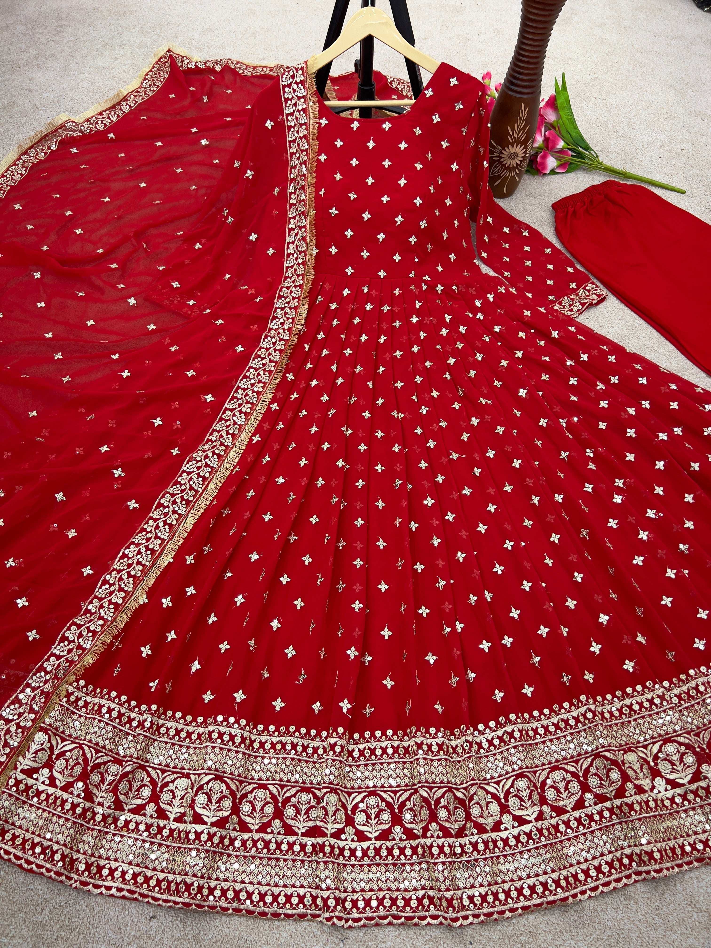 Designer Party Wear Look Gown With Bottom And Dupatta