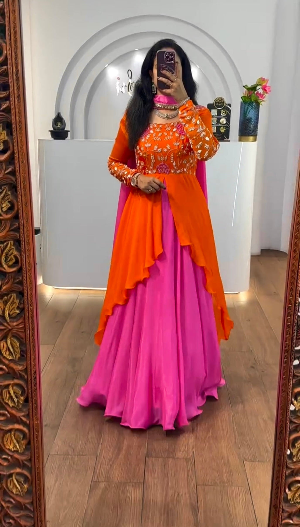 Designer Party Wear Gown With Embroidery Thread & Sequins & Codding Work