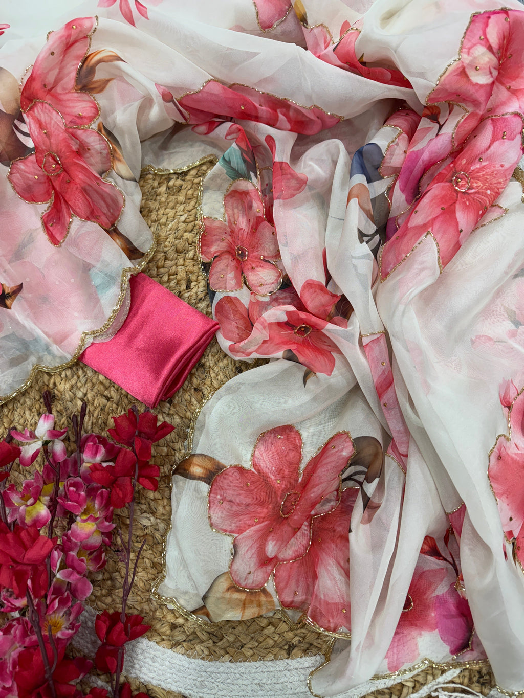Party Wear Beautiful Saree With Diamond Handwork