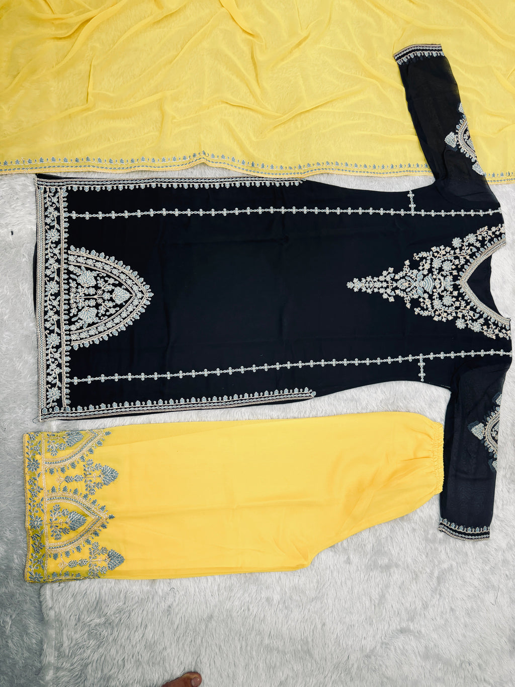 Beautiful Party Wear Top Plazzo And Dupatta With Coding Sequence Work