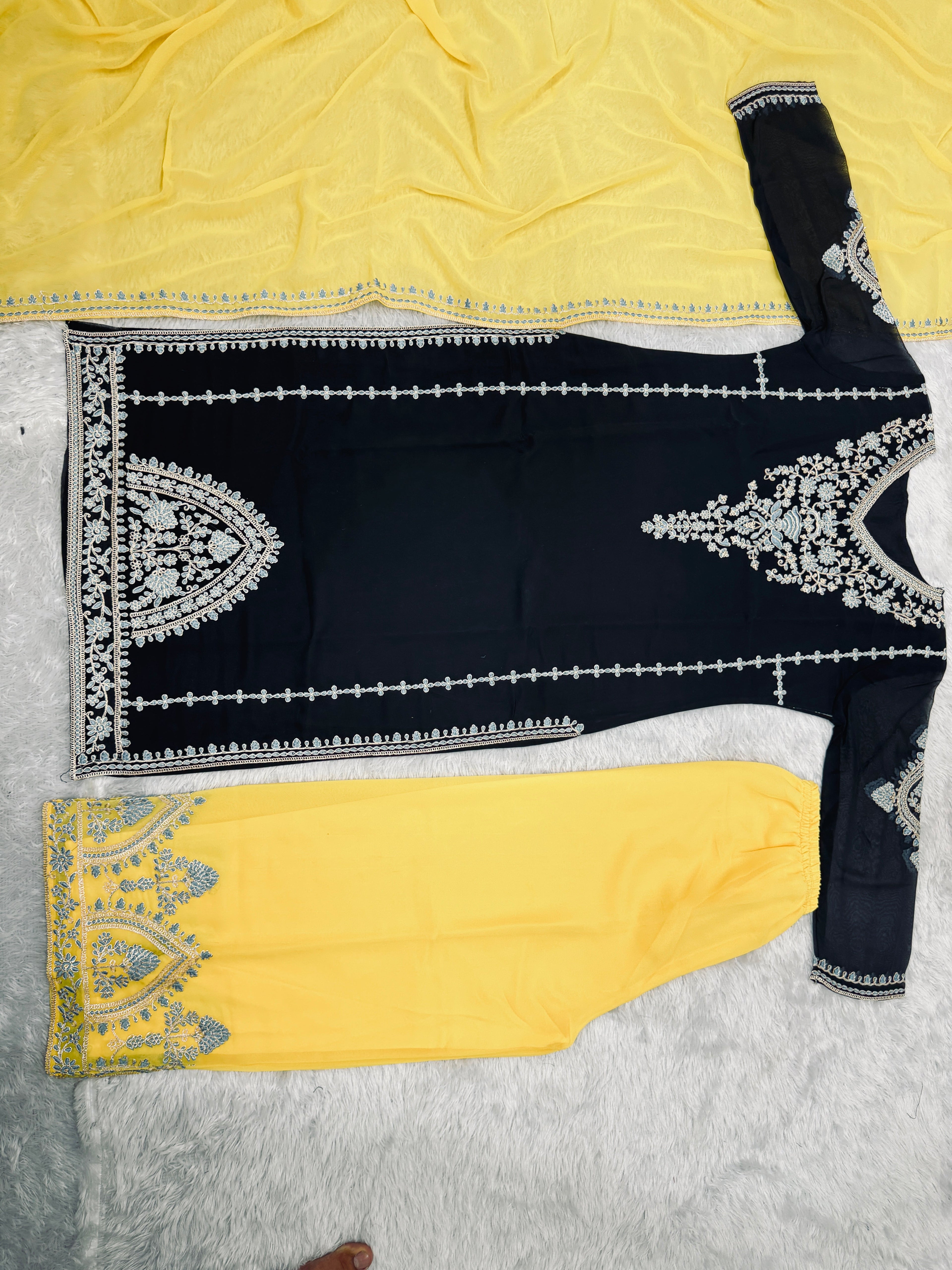 Beautiful Party Wear Top Plazzo And Dupatta With Coding Sequence Work