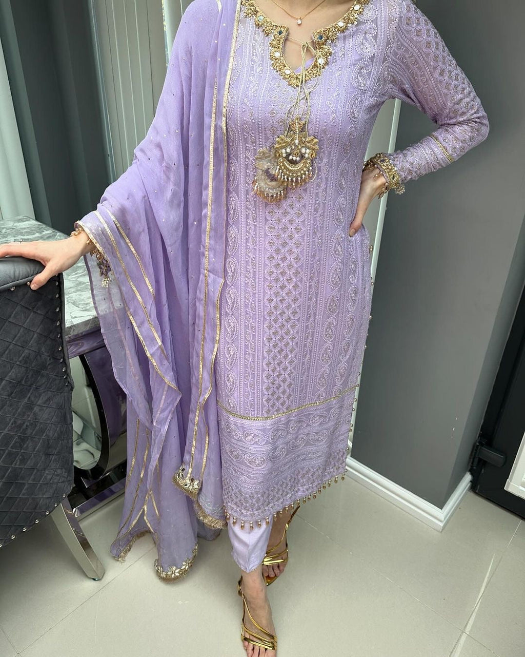 Designer Party Wear Look Heavy Faux Georgette Top Bottom & Dupatta Set