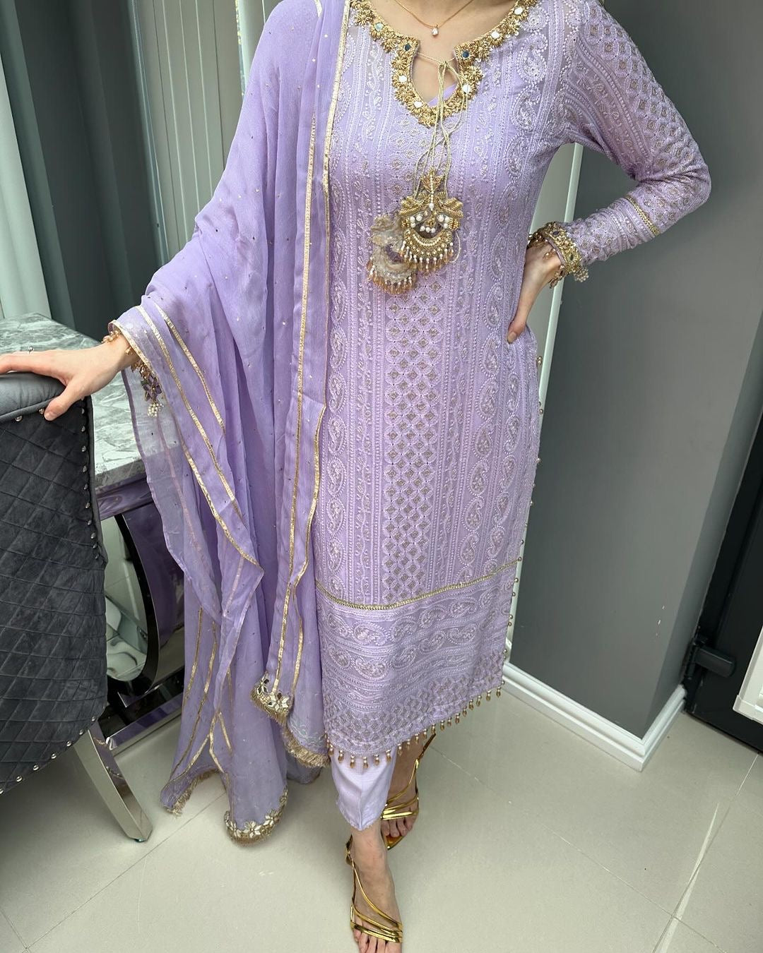 Designer Party Wear Look Heavy Faux Georgette Top Bottom & Dupatta Set