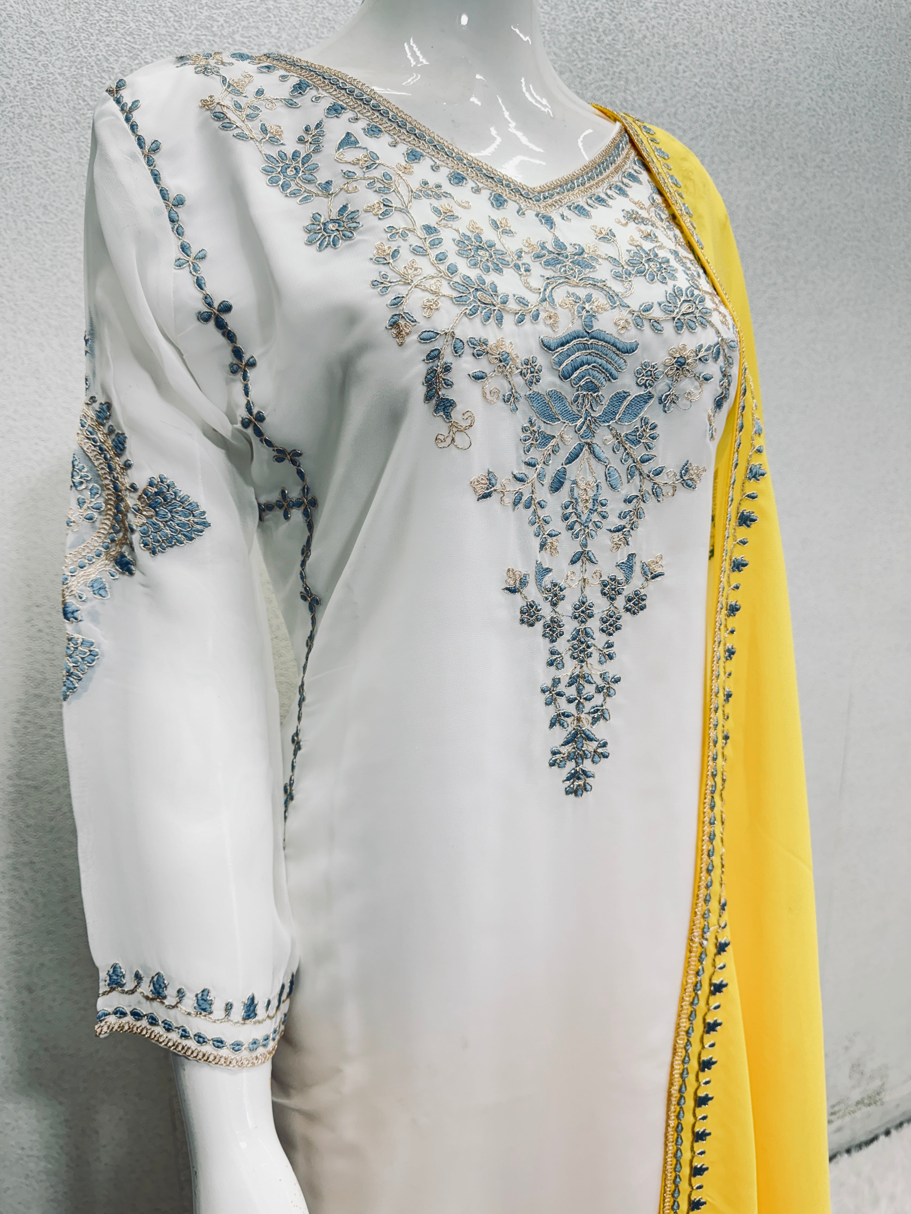Beautiful Party Wear Top Plazzo And Dupatta With Coding Sequence Work