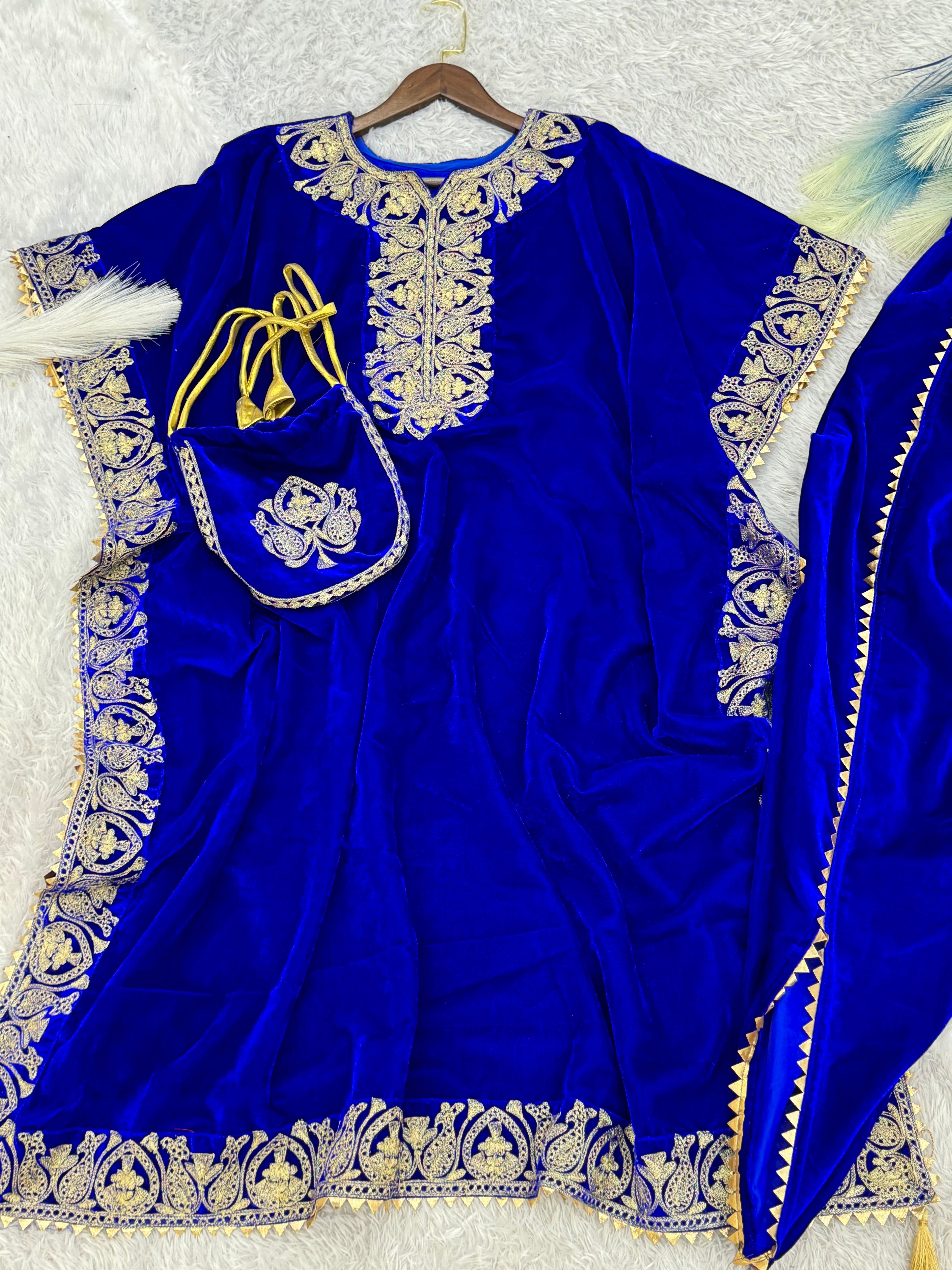 Designer Kaftan With Dhoti With Embroidery And Fancy Lace Border Work