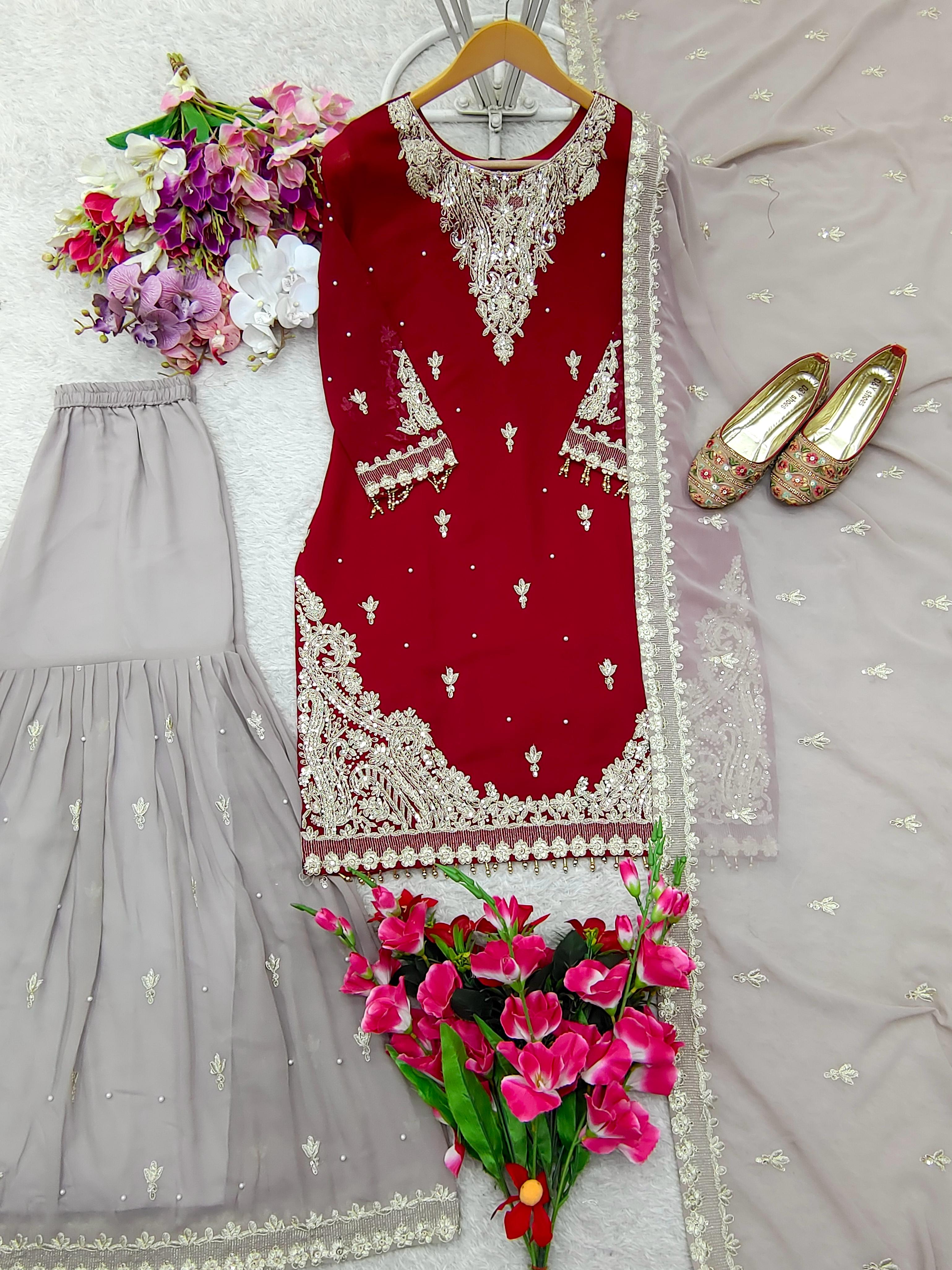 Beautiful Party Wear Top Plazzo And Dupatta