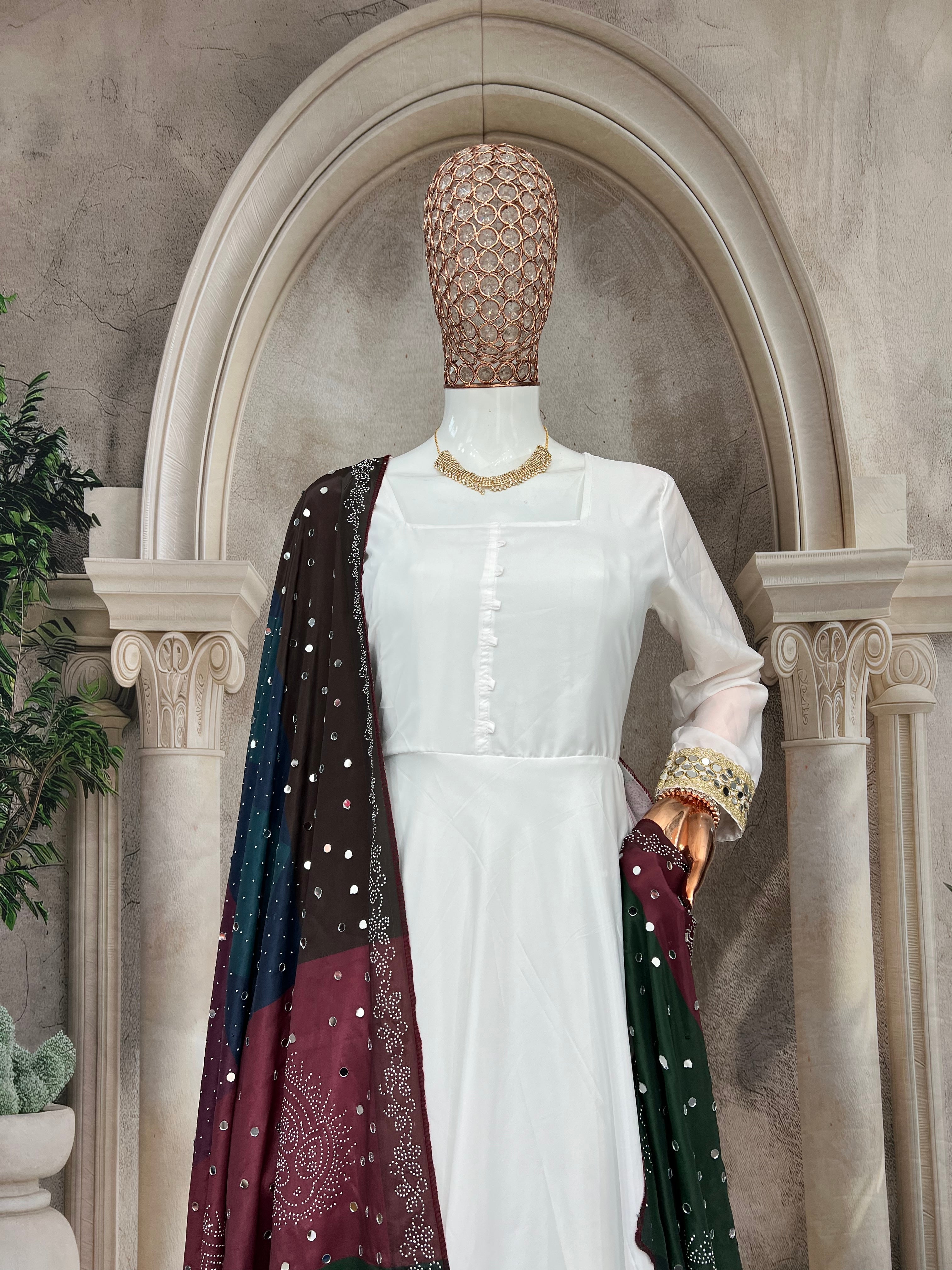 Party Wear Designer Anarkali Gown And Pent With Dupatta