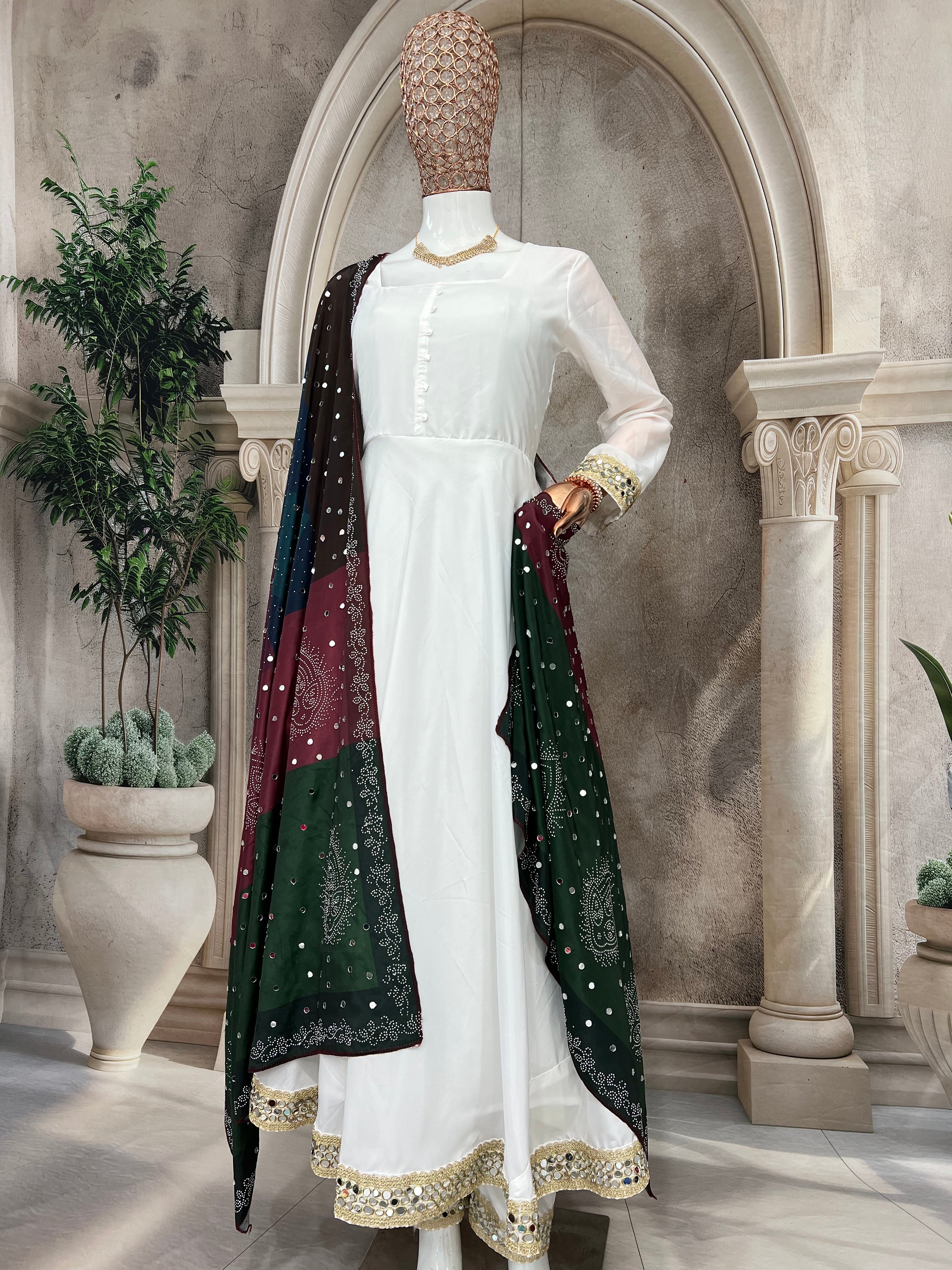 Party Wear Designer Anarkali Gown And Pent With Dupatta