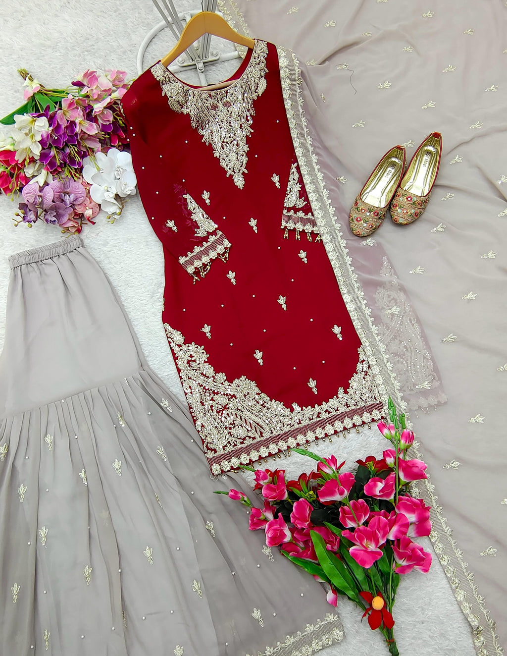 Beautiful Party Wear Top Plazzo And Dupatta