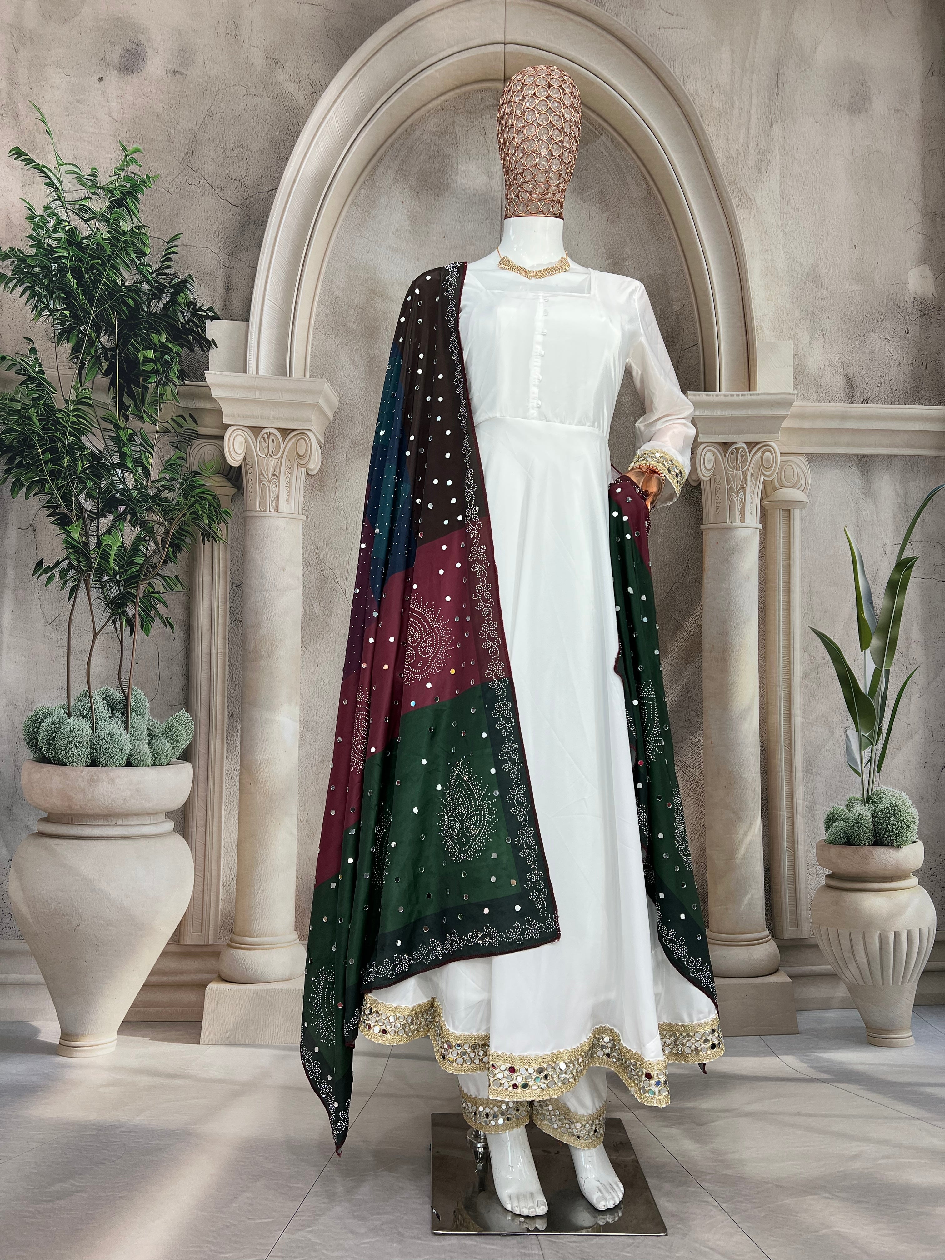Party Wear Designer Anarkali Gown And Pent With Dupatta