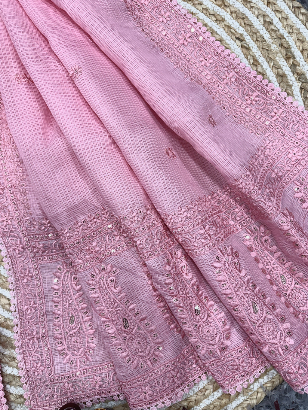 Designer Saree With Sequence And Thread Embroidery Work