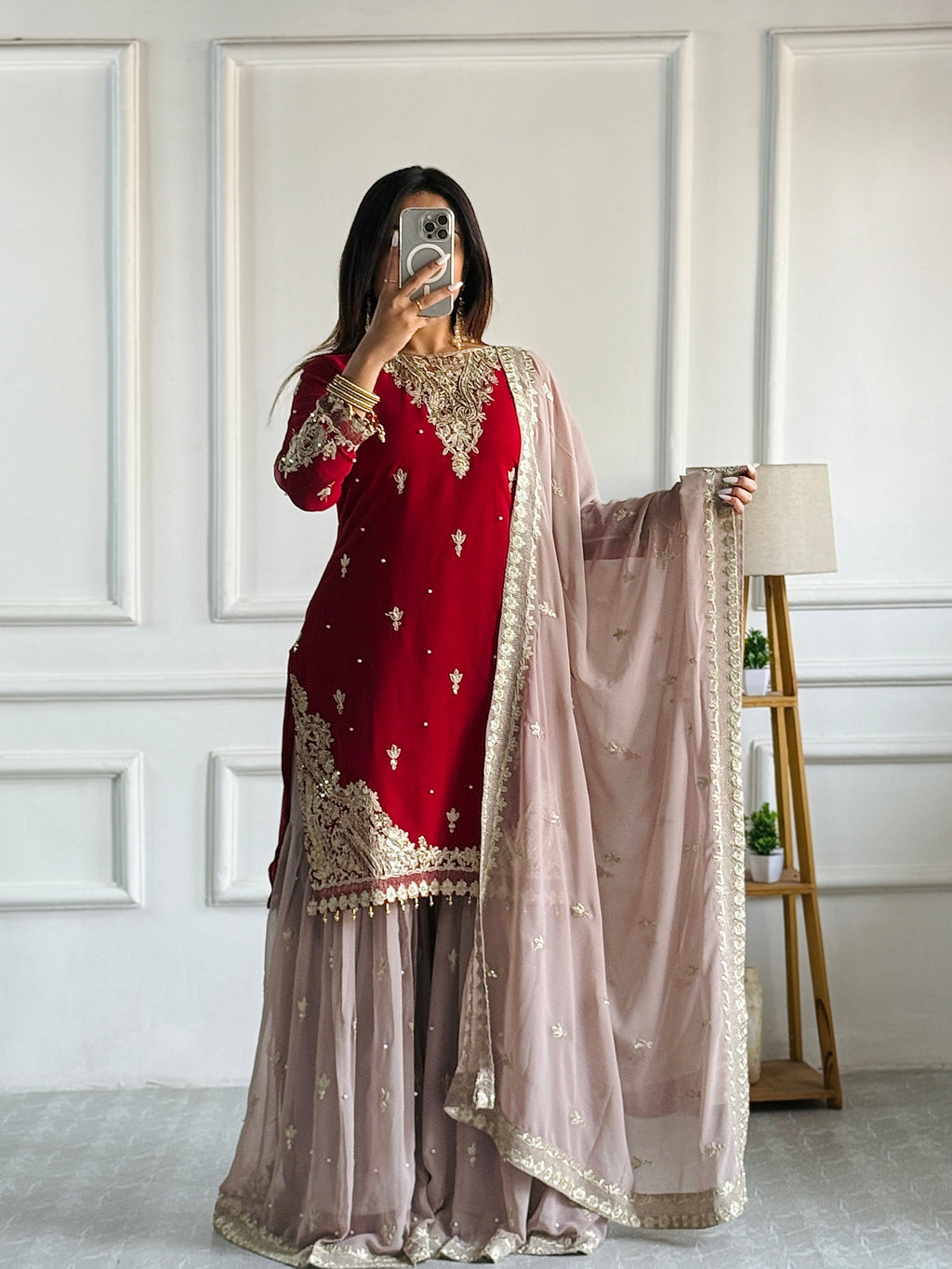 Beautiful Party Wear Top Plazzo And Dupatta