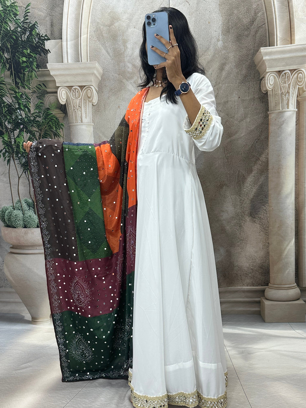 Party Wear Designer Anarkali Gown And Pent With Dupatta