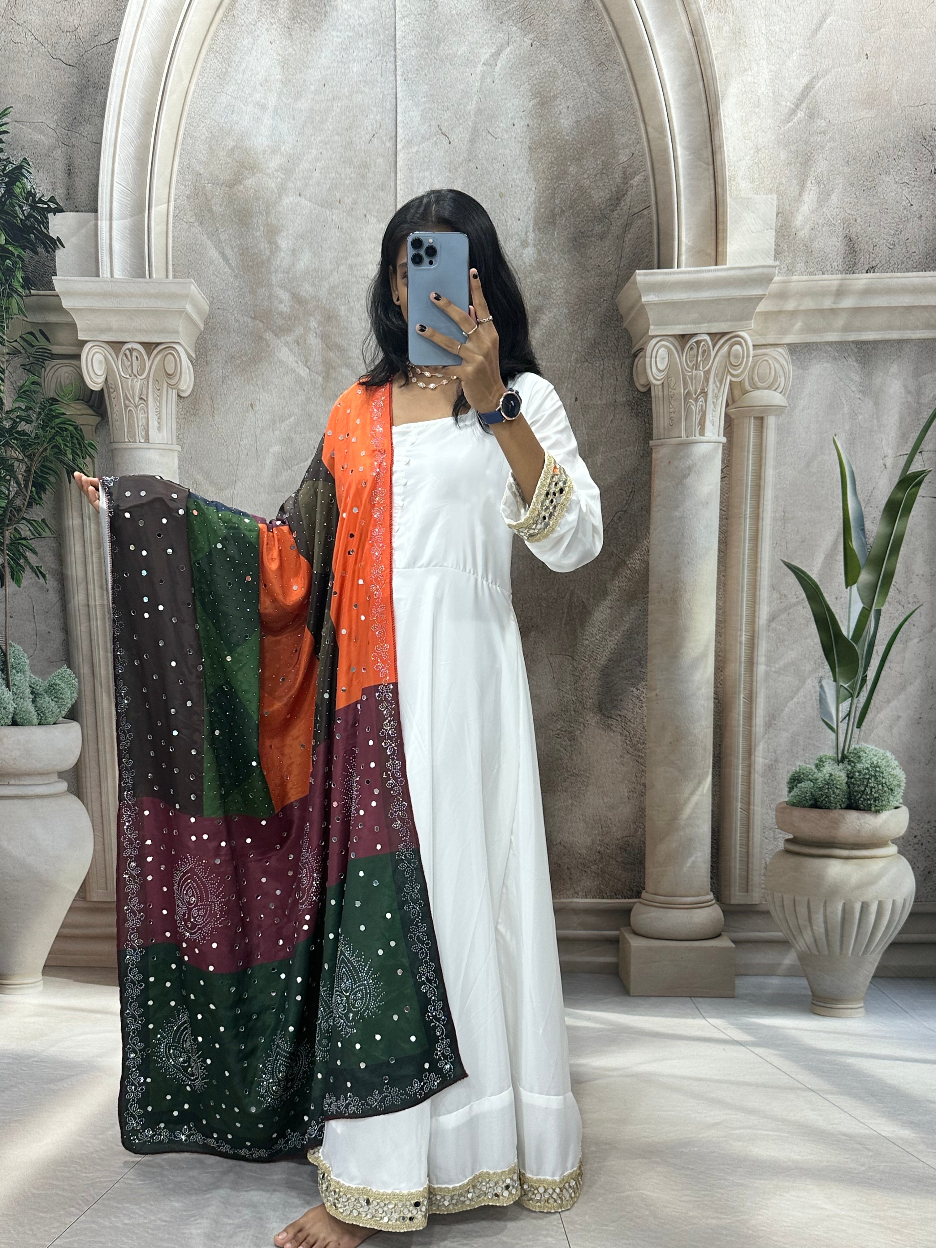 Party Wear Designer Anarkali Gown And Pent With Dupatta