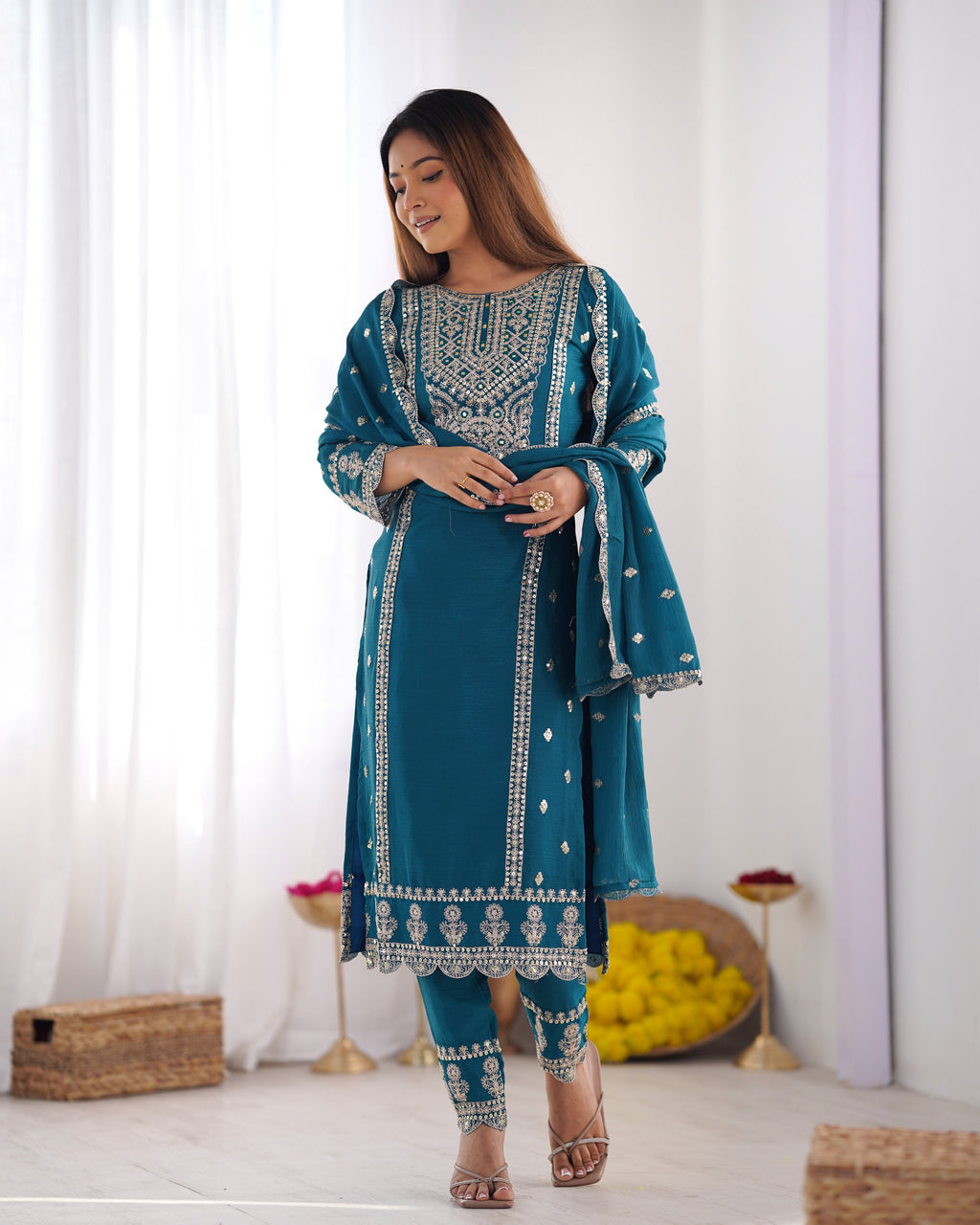 Beautiful Party Wear Top-Bottom And Dupatta