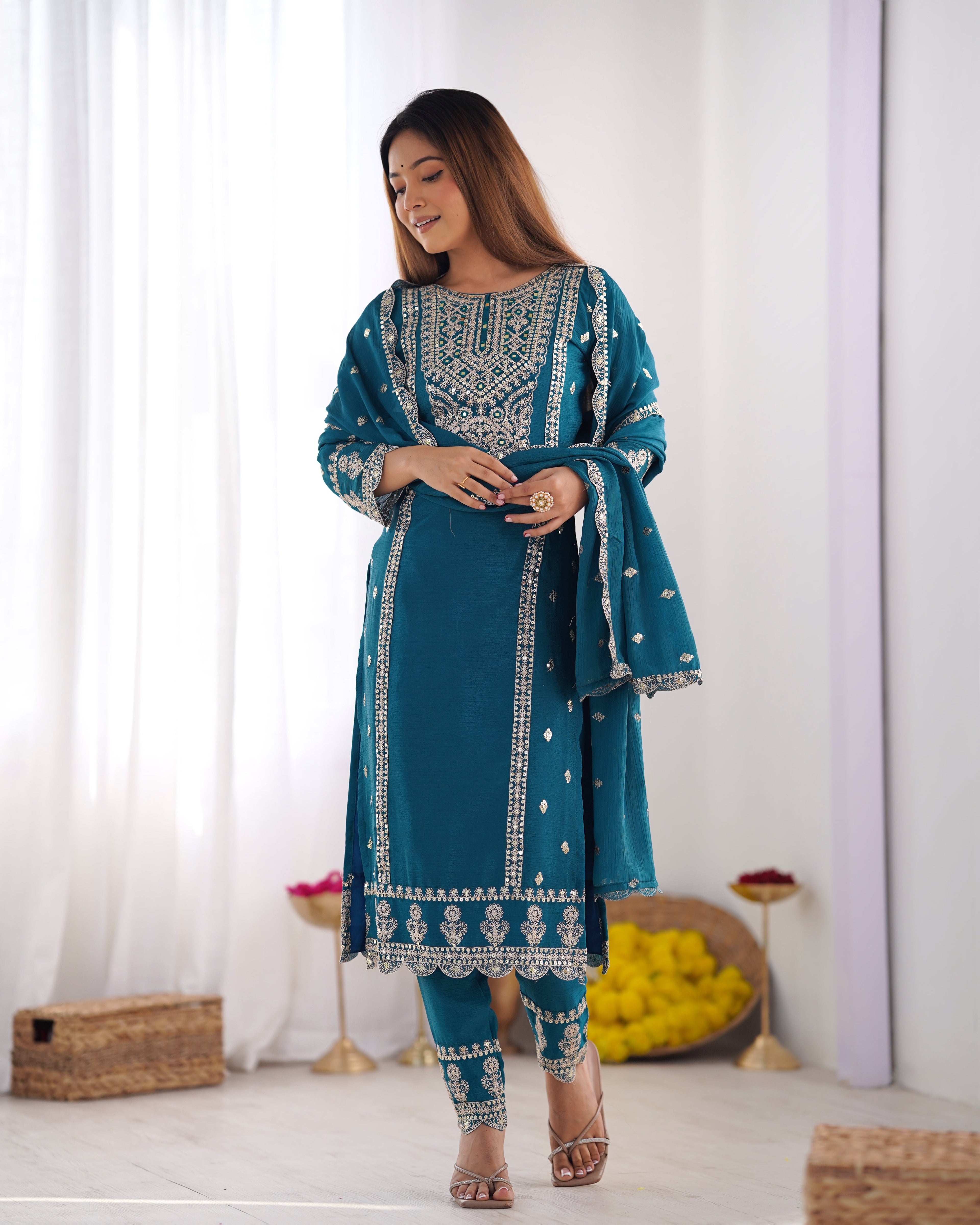 Beautiful Party Wear Top-Bottom And Dupatta