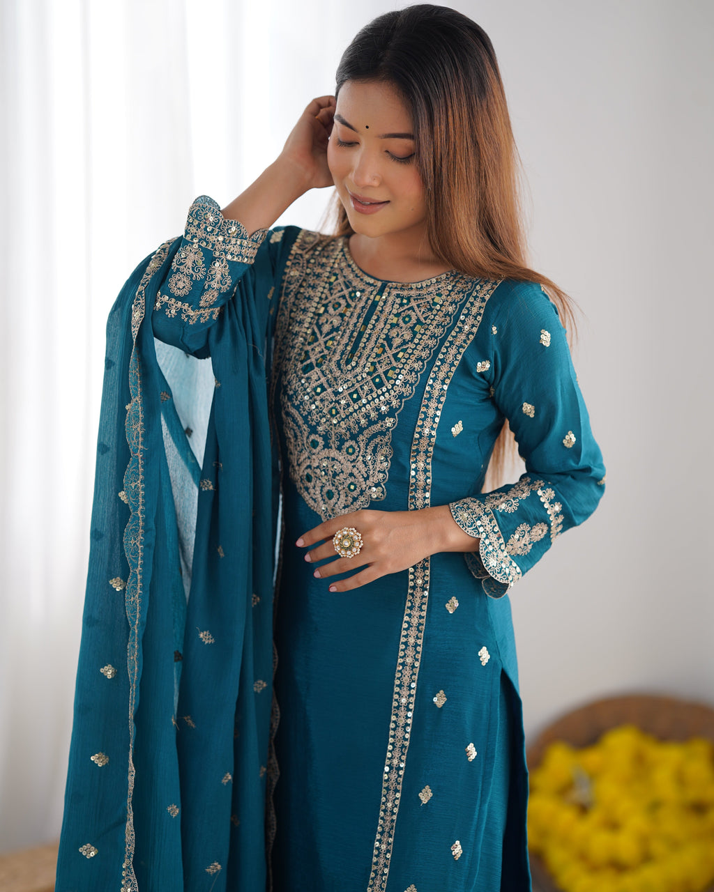 Beautiful Party Wear Top-Bottom And Dupatta