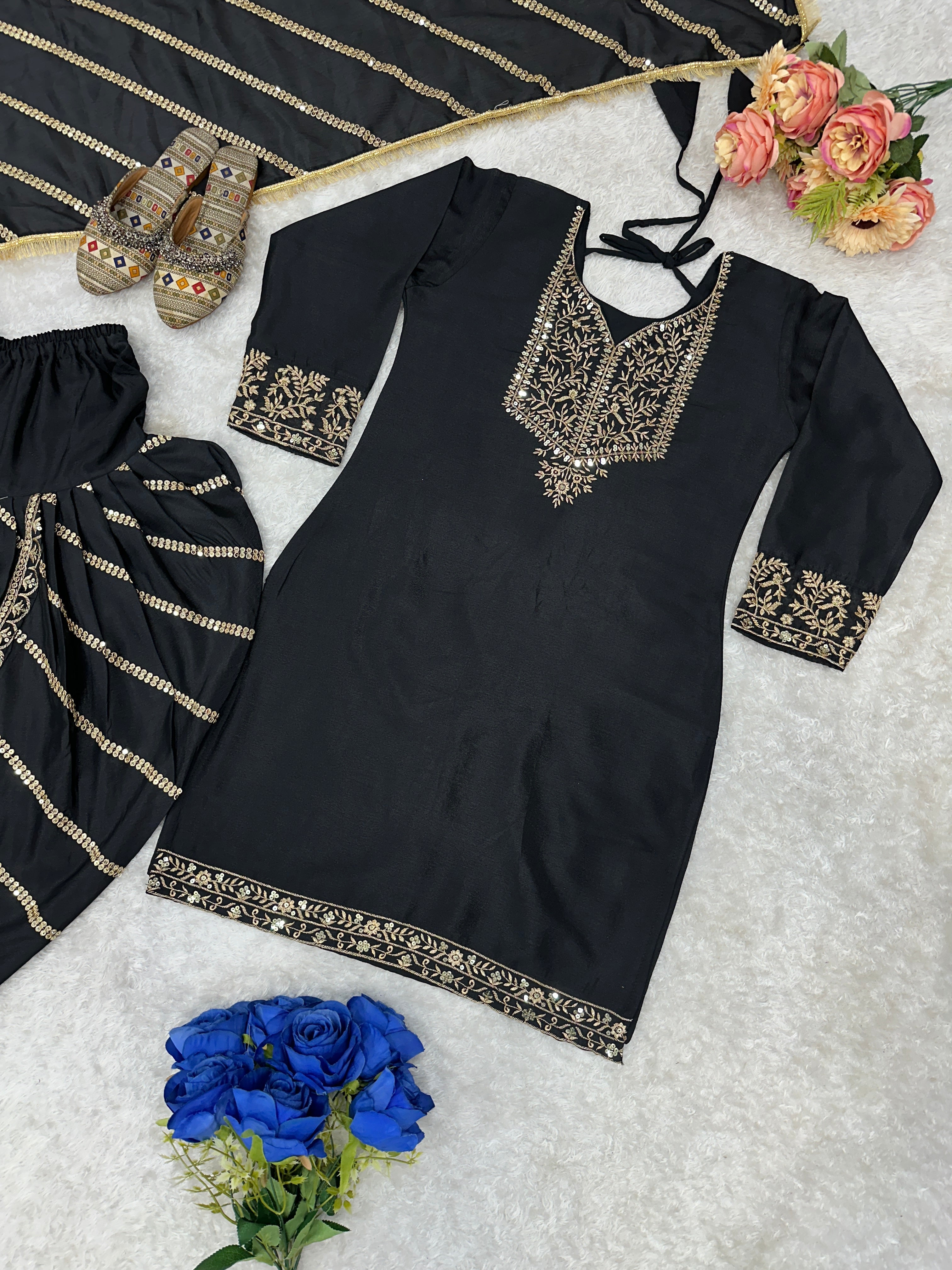 Beautiful Party Wear Top And Dhoti With Dupatta