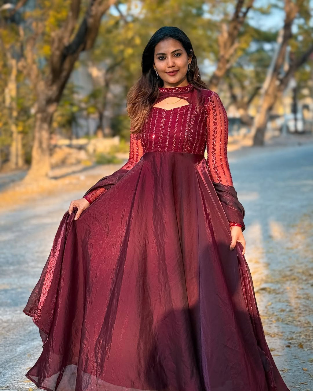 Designer Anarkali Gown And Pent With Dupatta In New Fancy Style