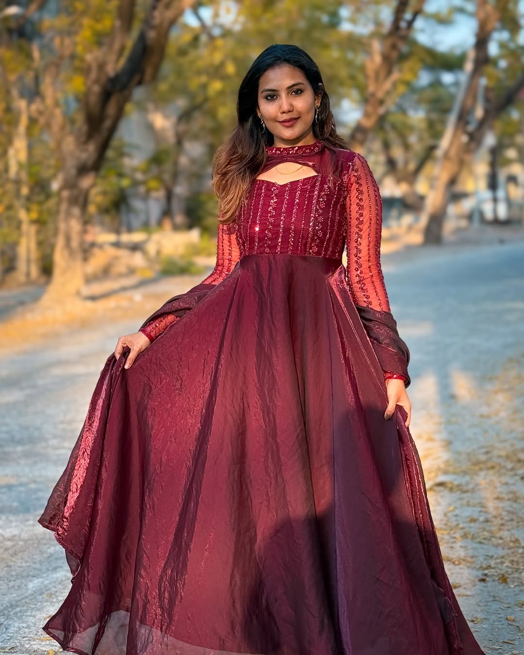 Designer Anarkali Gown And Pent With Dupatta In New Fancy Style