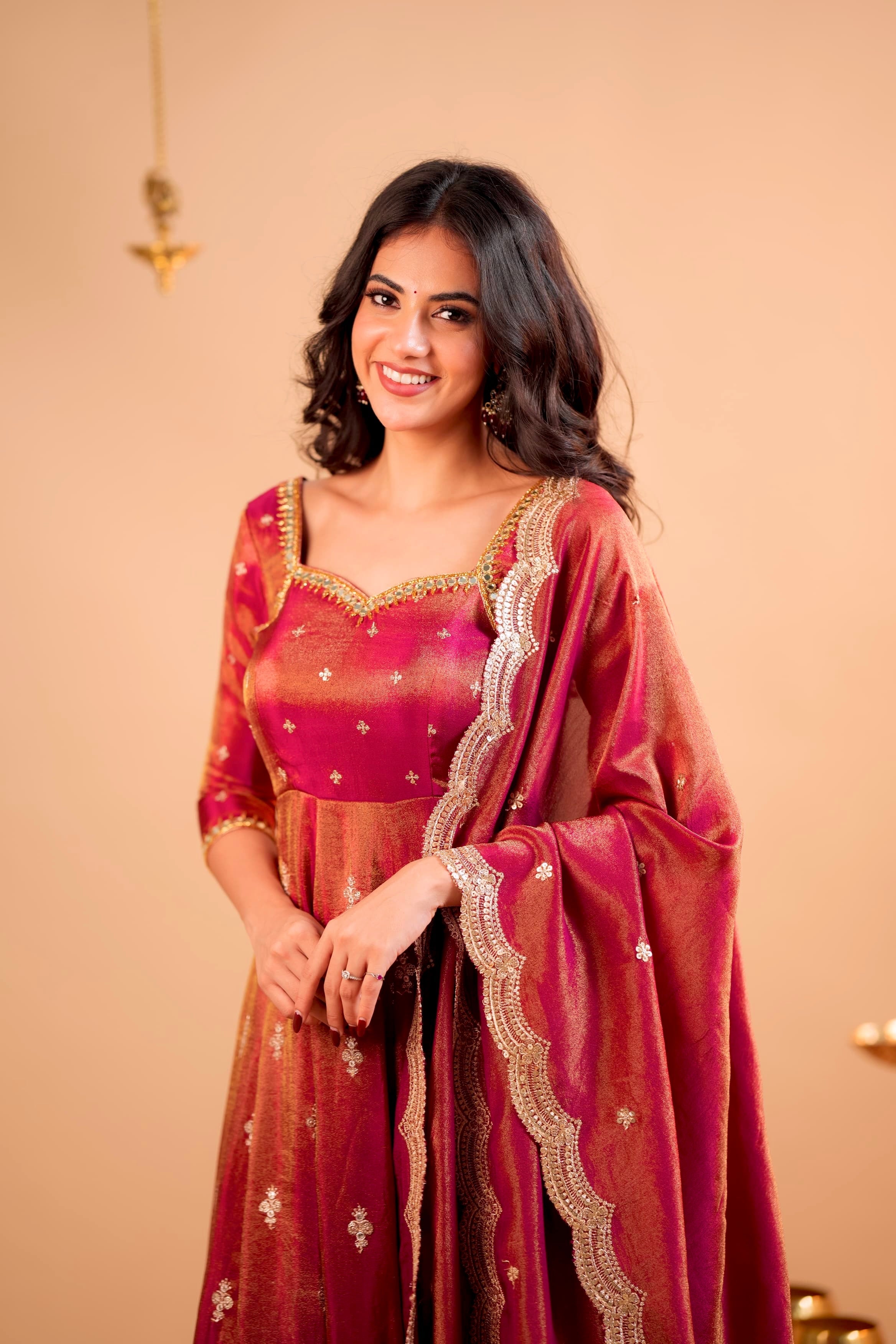 Designer Party Wear Anarkali Gown-Pent And Dupatta