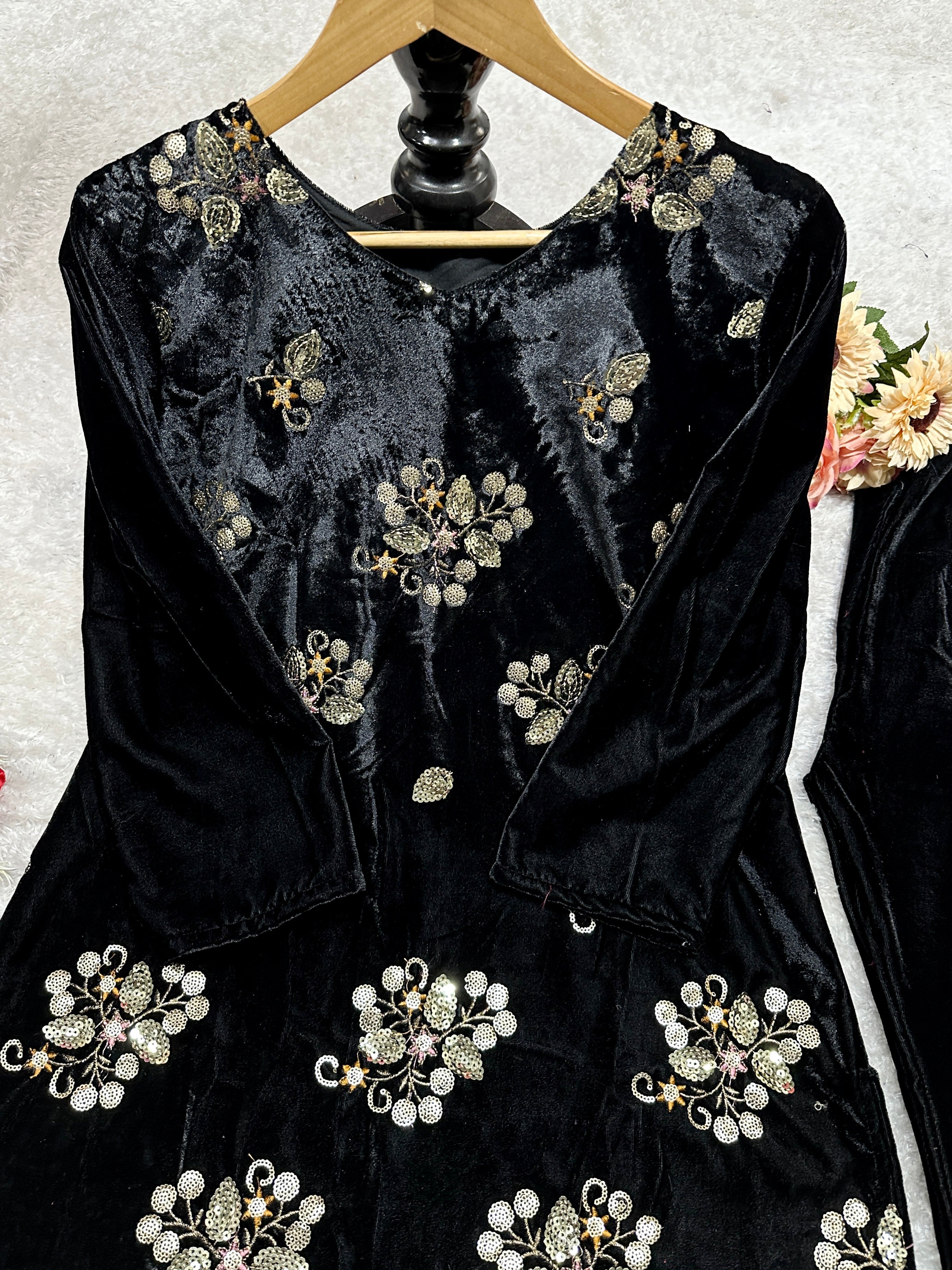 Beautiful Party Wear Top And Bottom With Embroidery Work