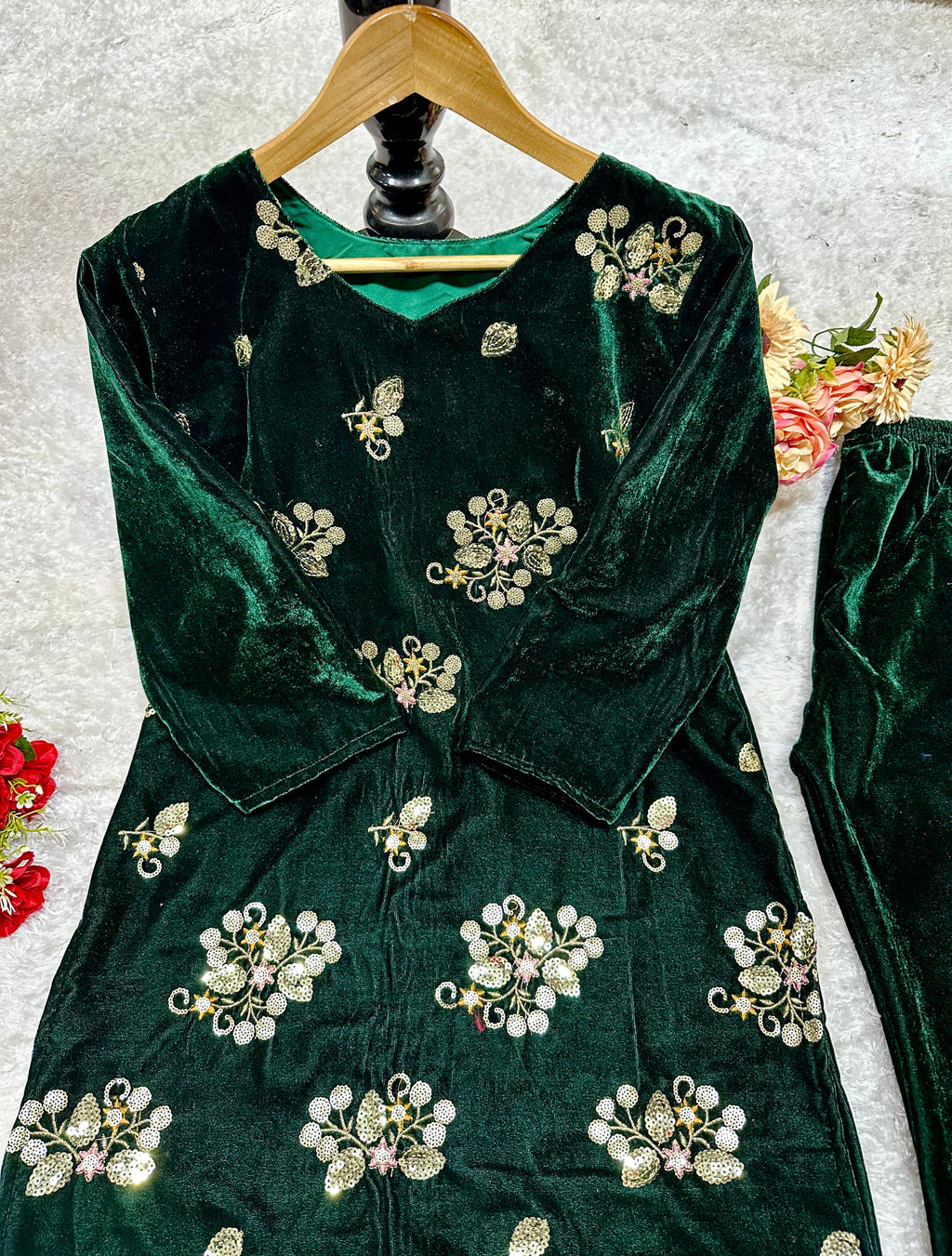 Beautiful Party Wear Top And Bottom With Embroidery Work