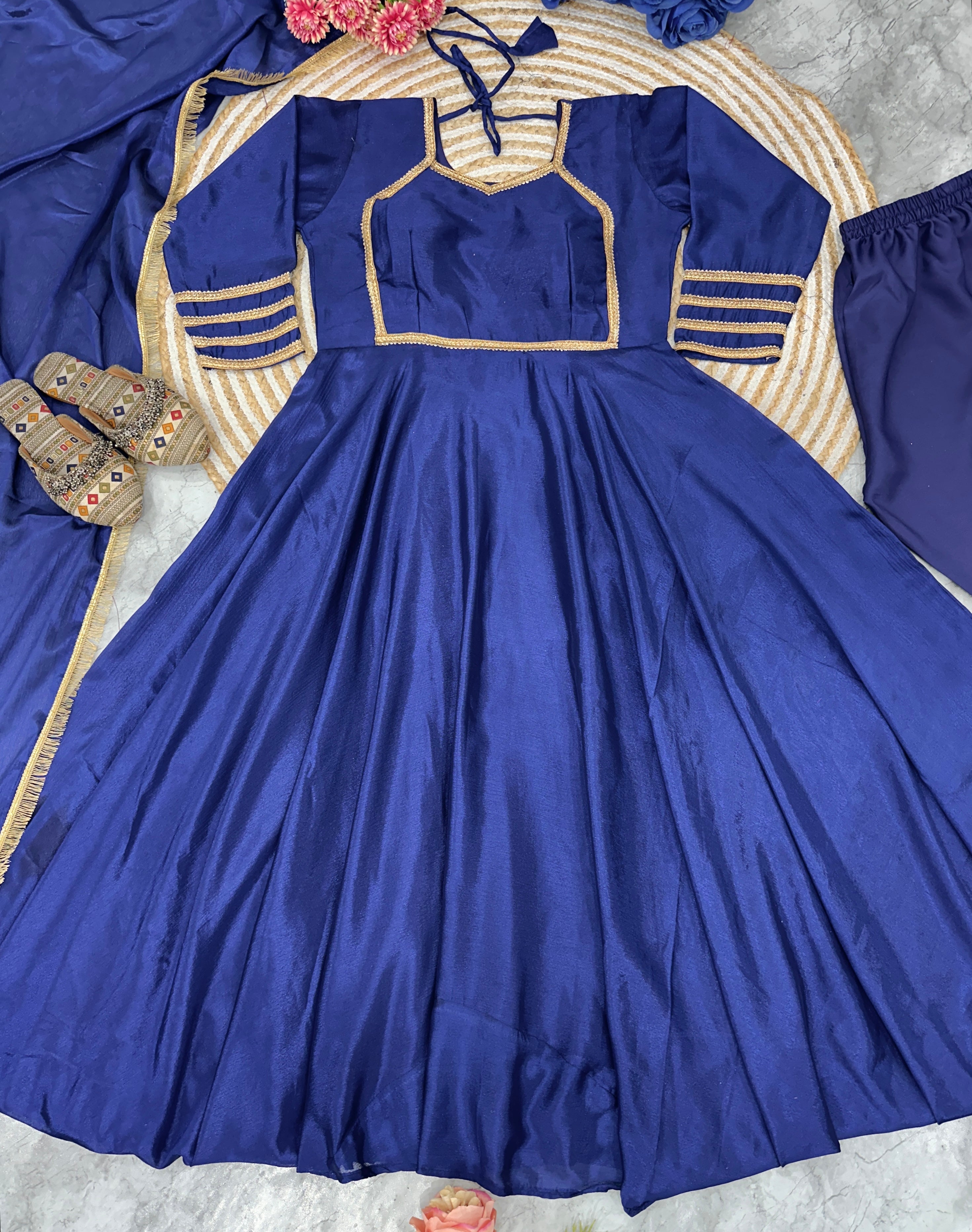 Designer Party Wear Look Anarkali Gown And Pent With Dupatta