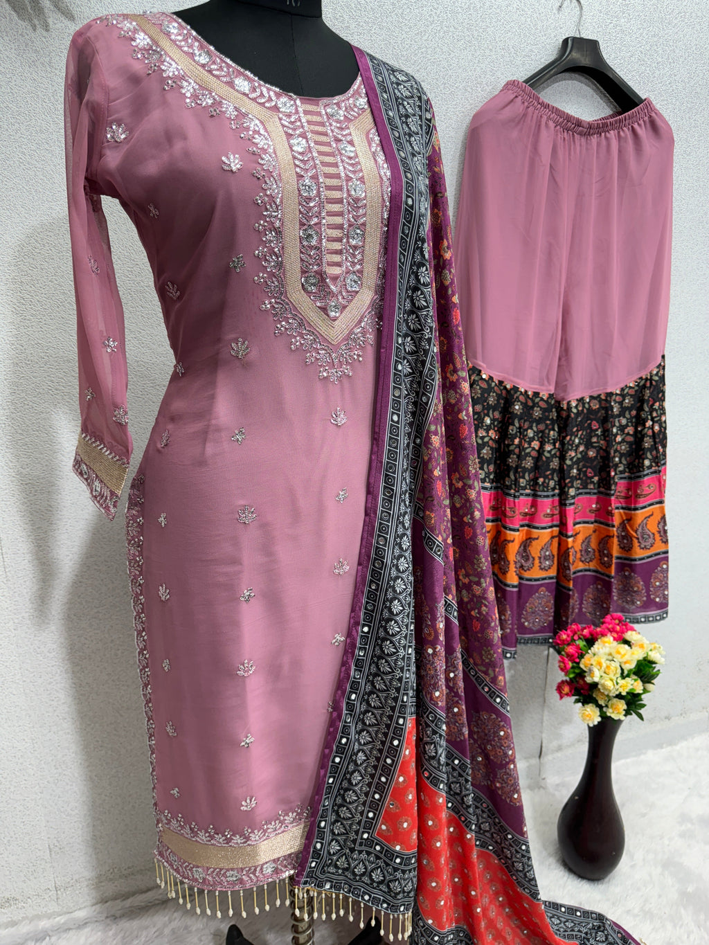 Fancy Party Wear Top Plazzo And Dupatta