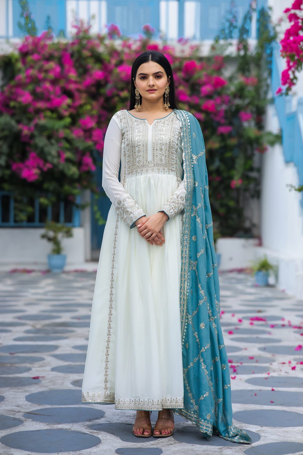 Fancy Anarkali Gown, Dupatta & Bottom Set