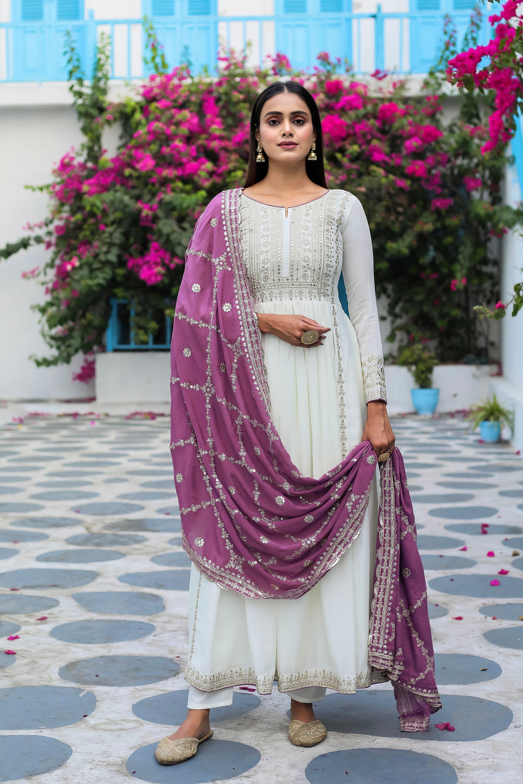 Fancy Anarkali Gown, Dupatta & Bottom Set