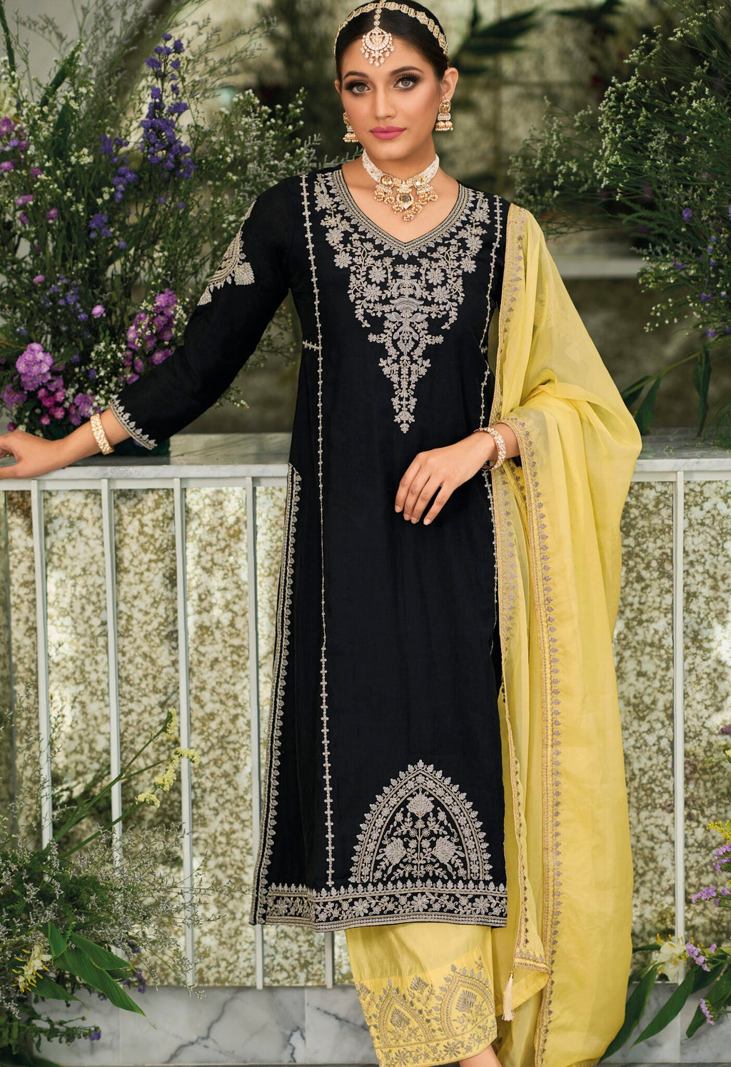 Beautiful Party Wear Top Plazzo And Dupatta With Coding Sequence Work