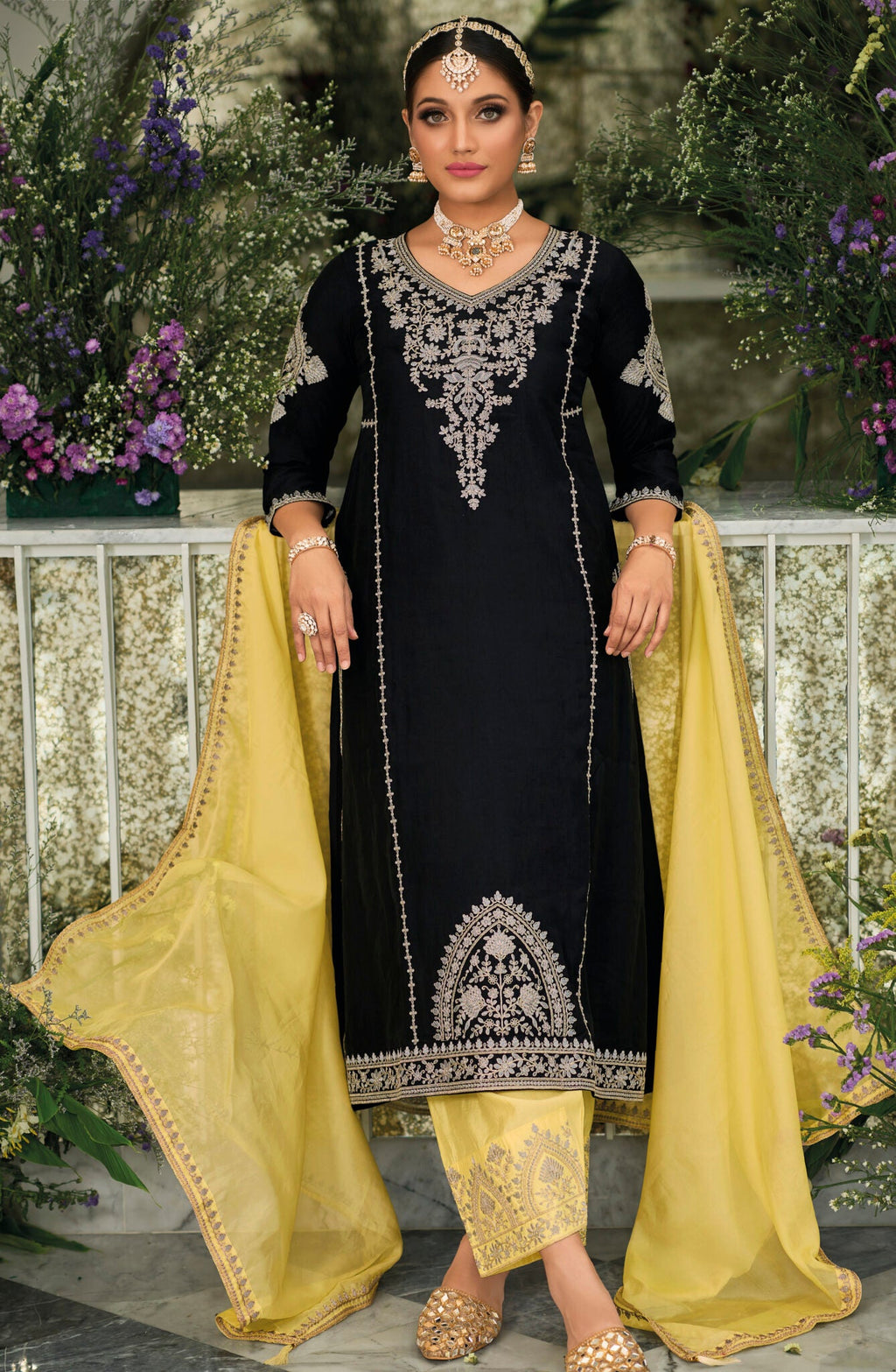 Beautiful Party Wear Top Plazzo And Dupatta With Coding Sequence Work
