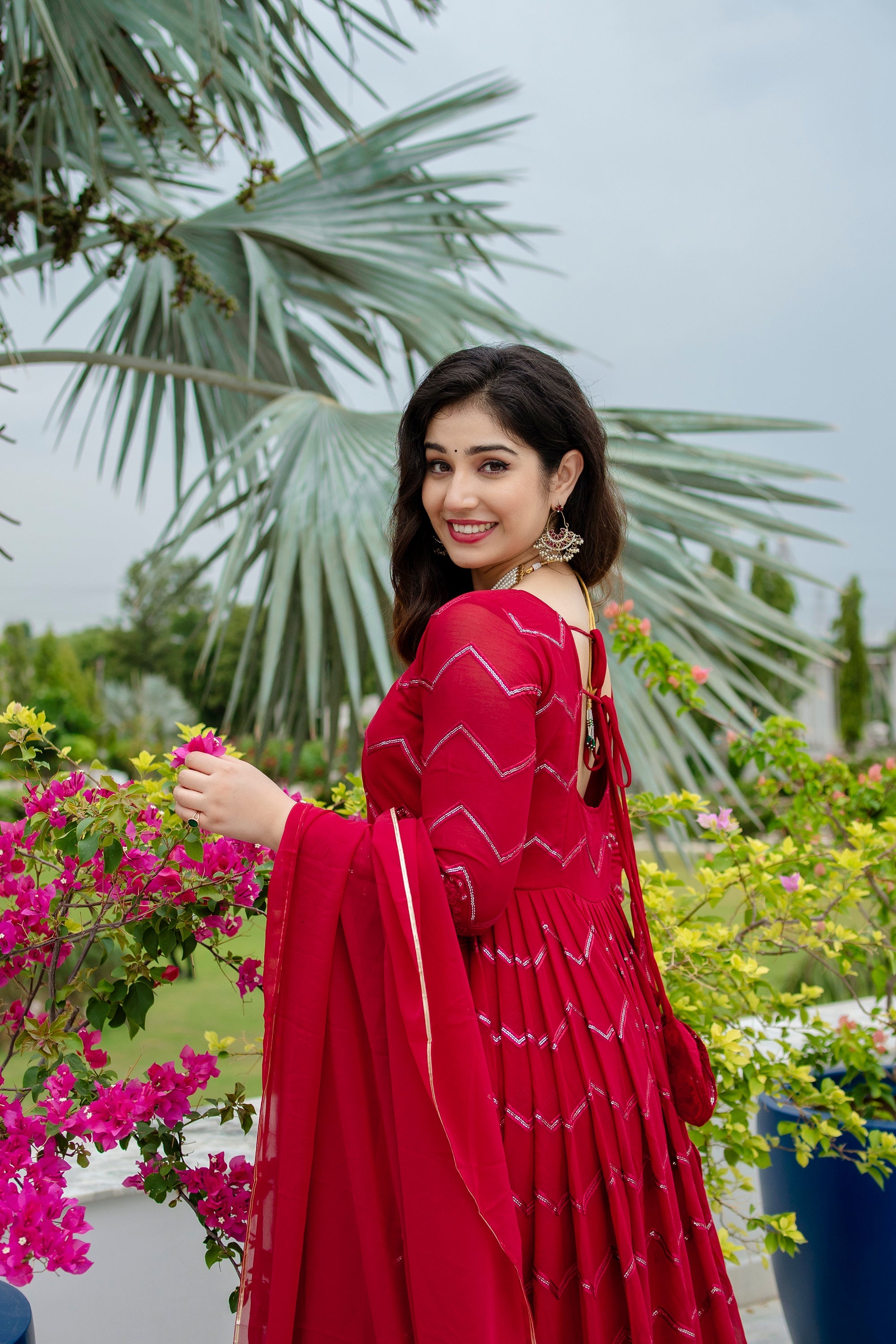 Designer Party Wear Anarkali Suit With Thread-Sequins Embroidery