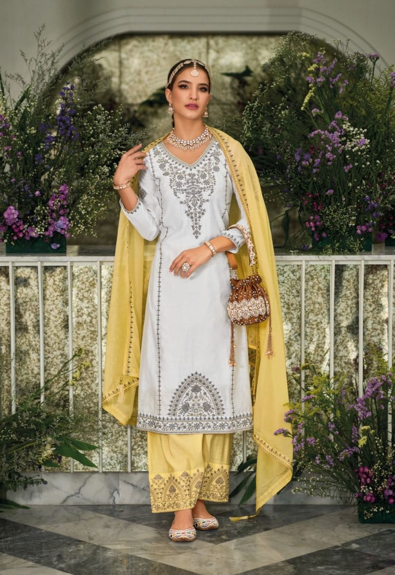 Beautiful Party Wear Top Plazzo And Dupatta With Coding Sequence Work