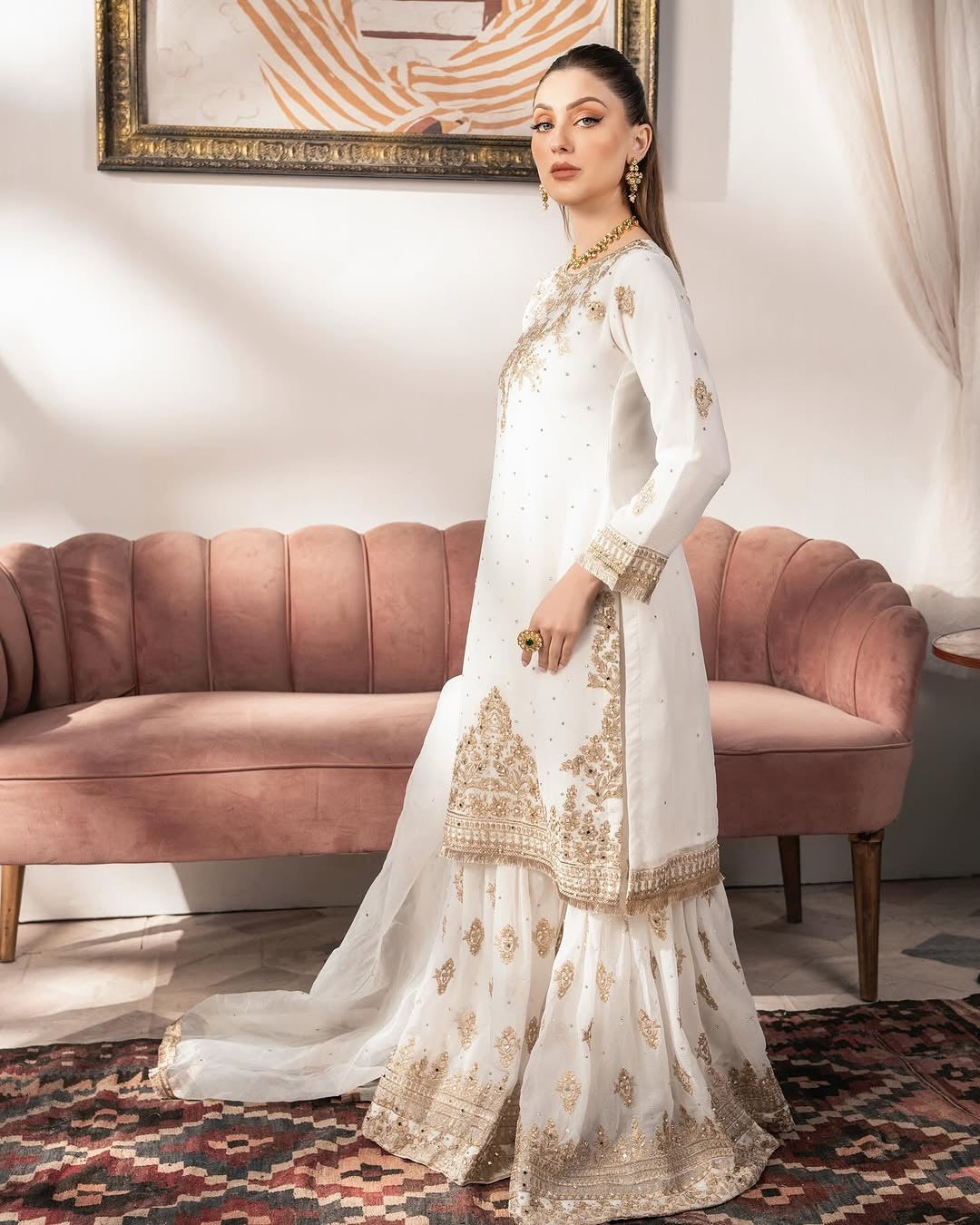 Beautiful Top-Bottom And Dupatta With Heavy Embroidery Sequence Work