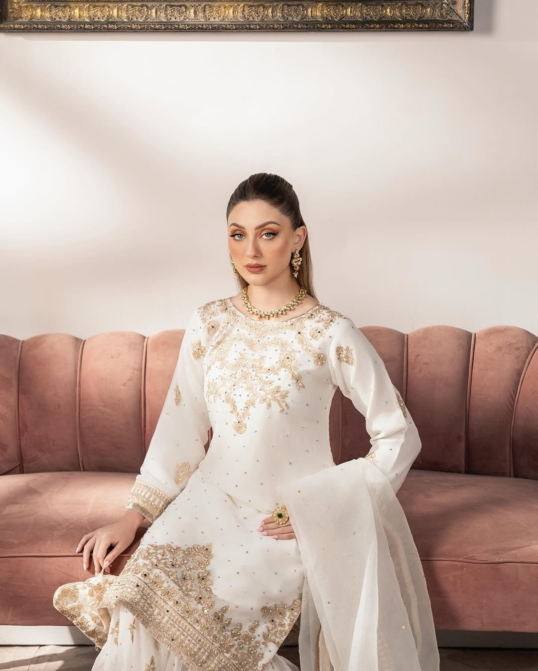 Beautiful Top-Bottom And Dupatta With Heavy Embroidery Sequence Work