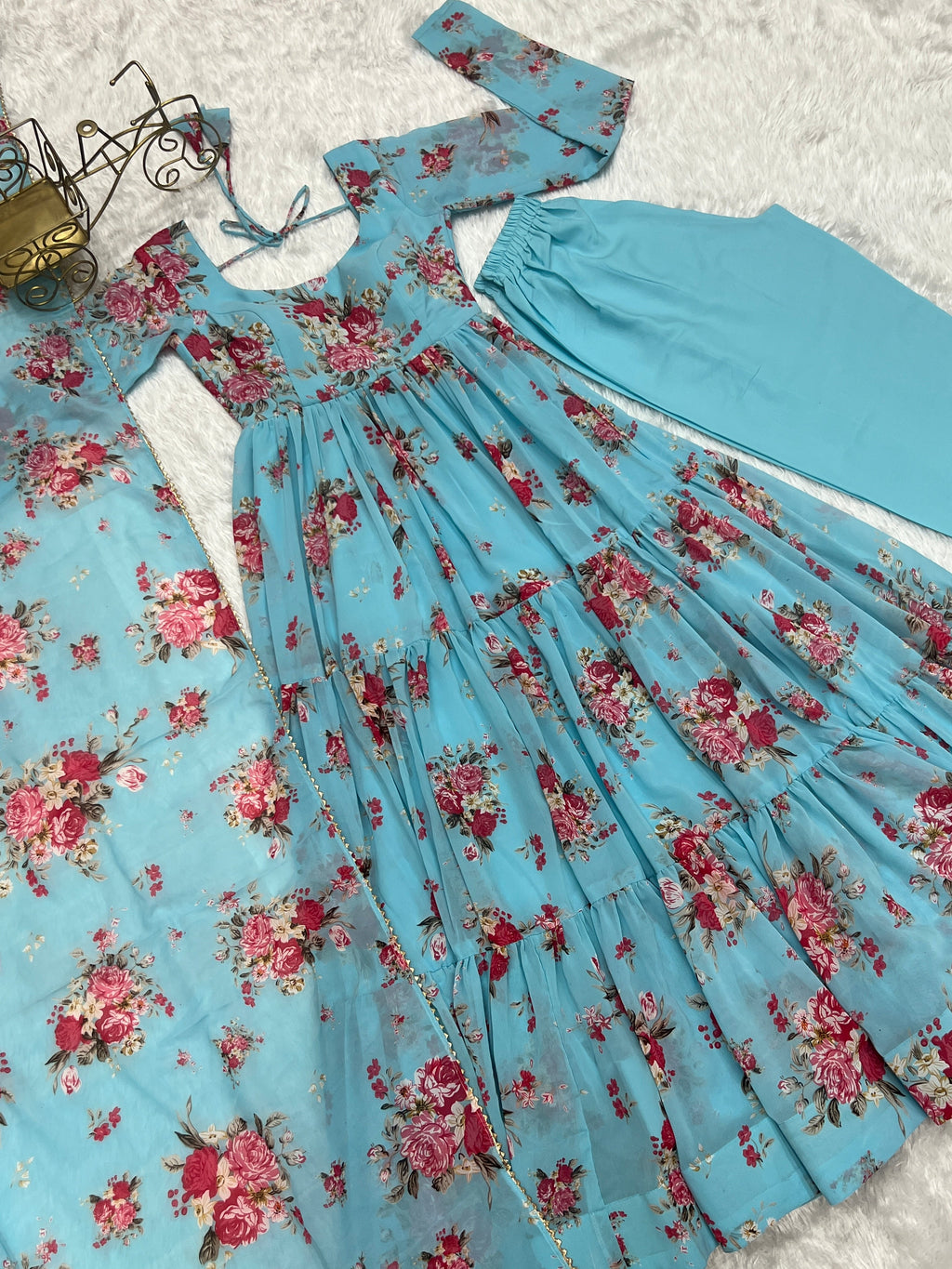 Designer Party Wear Look Anarkali Gown And Pent With Dupatta