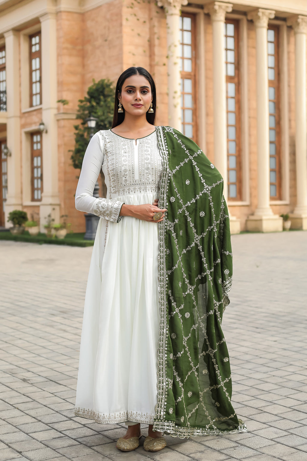 Fancy Anarkali Gown, Dupatta & Bottom Set
