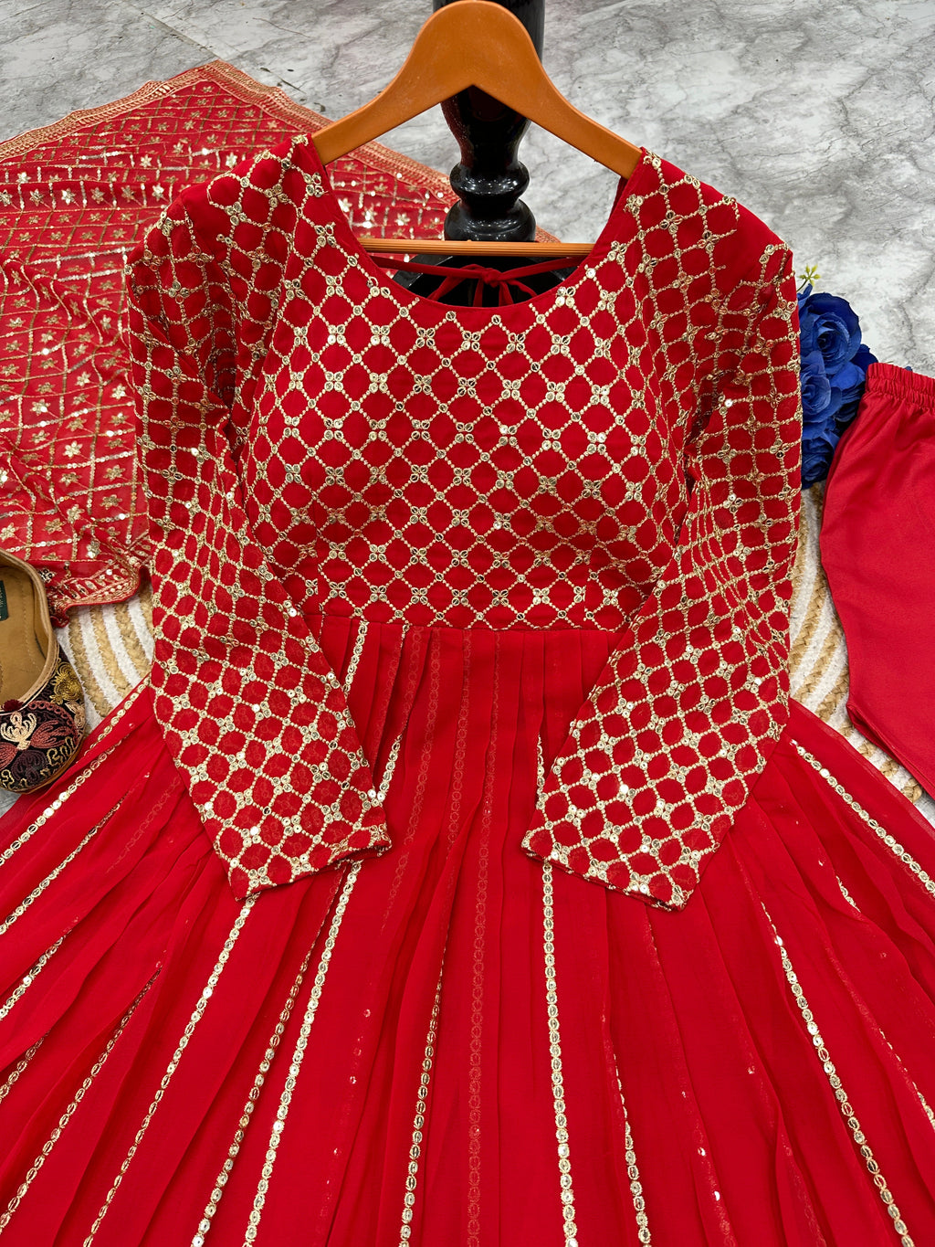 Designer Party Wear Look Anarkali Gown Pent And Dupatta