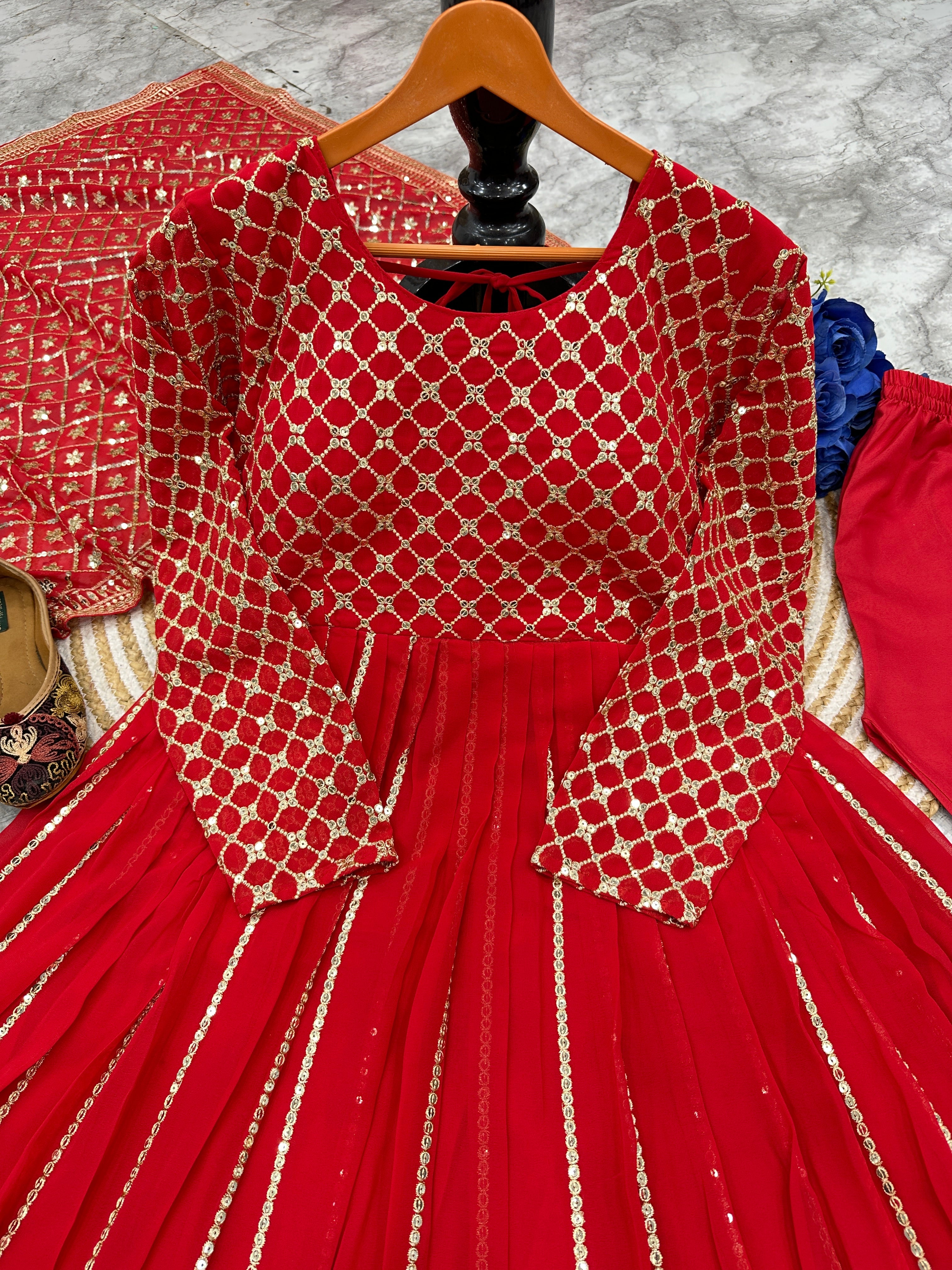 Designer Party Wear Look Anarkali Gown Pent And Dupatta