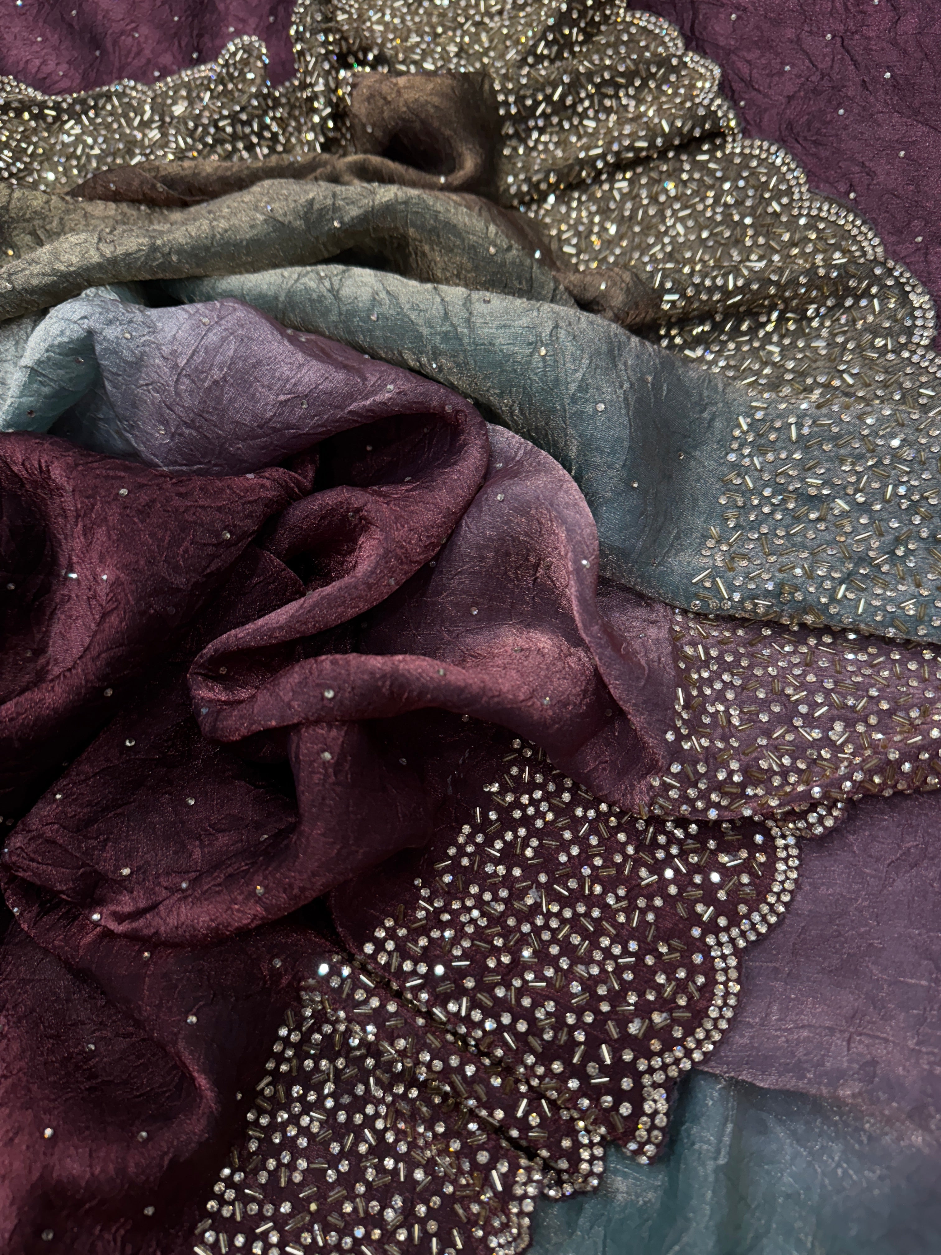 Designer Saree With Original Jarkhan Diamond Work